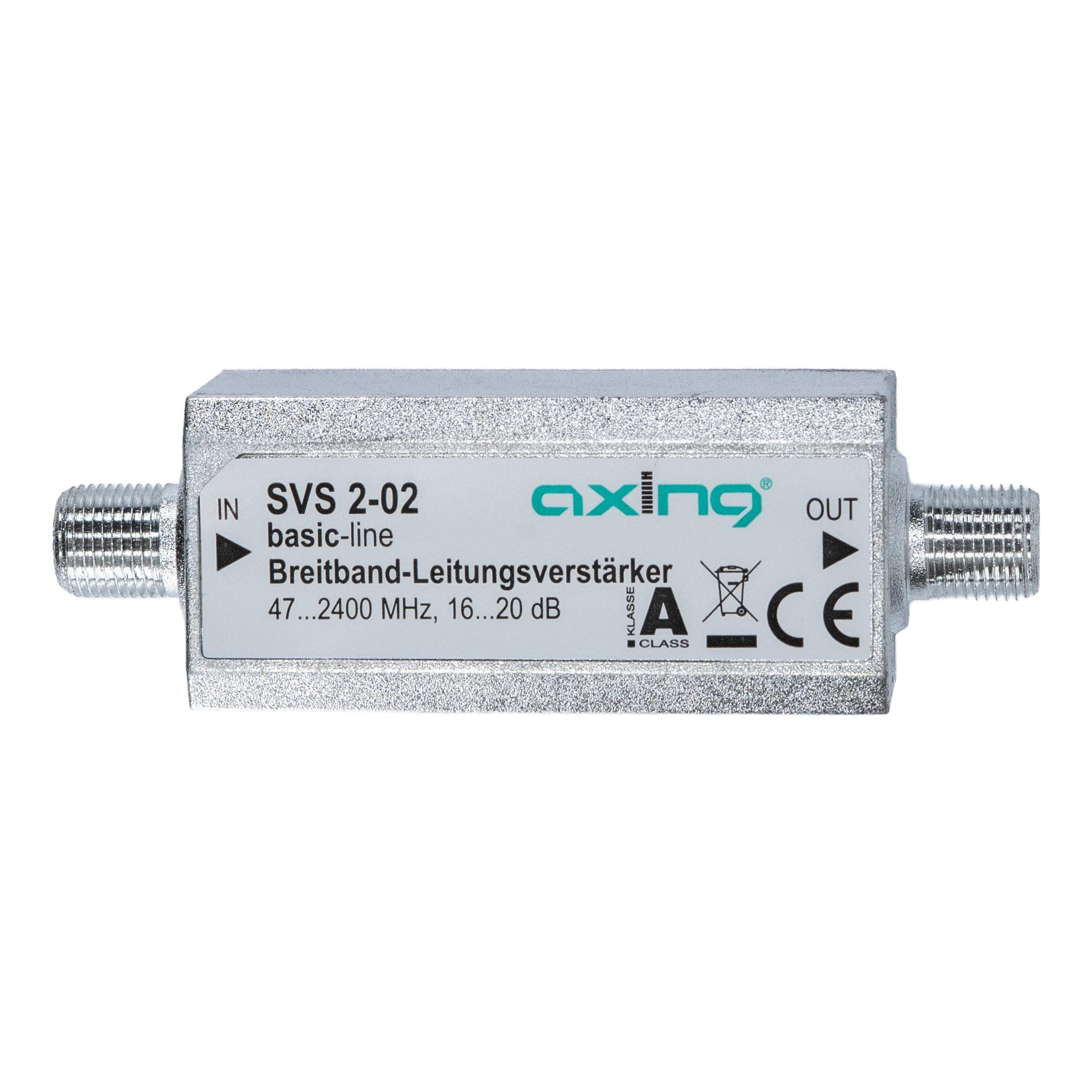 Axing SVS 2-02 Broadband Inline Amplifier 20 dB Satellite and Terrestrial (47-2400 MHz)