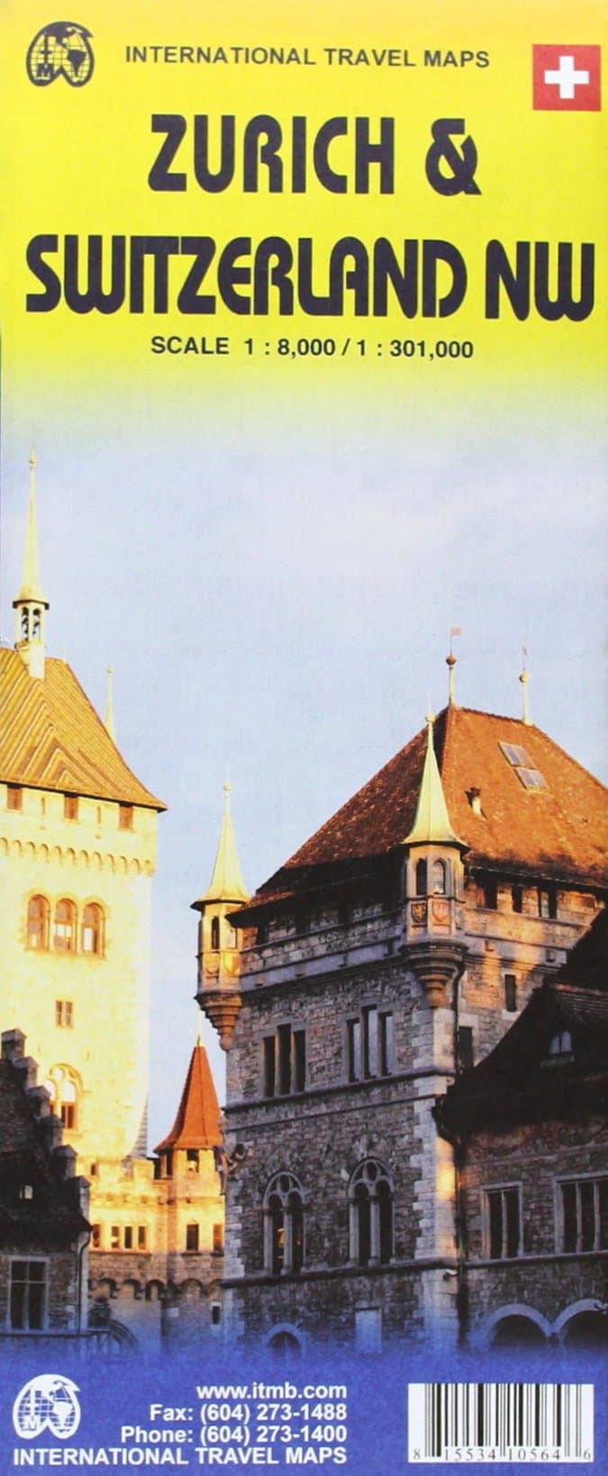 Zurich & Switzerland NW Travel Reference Map