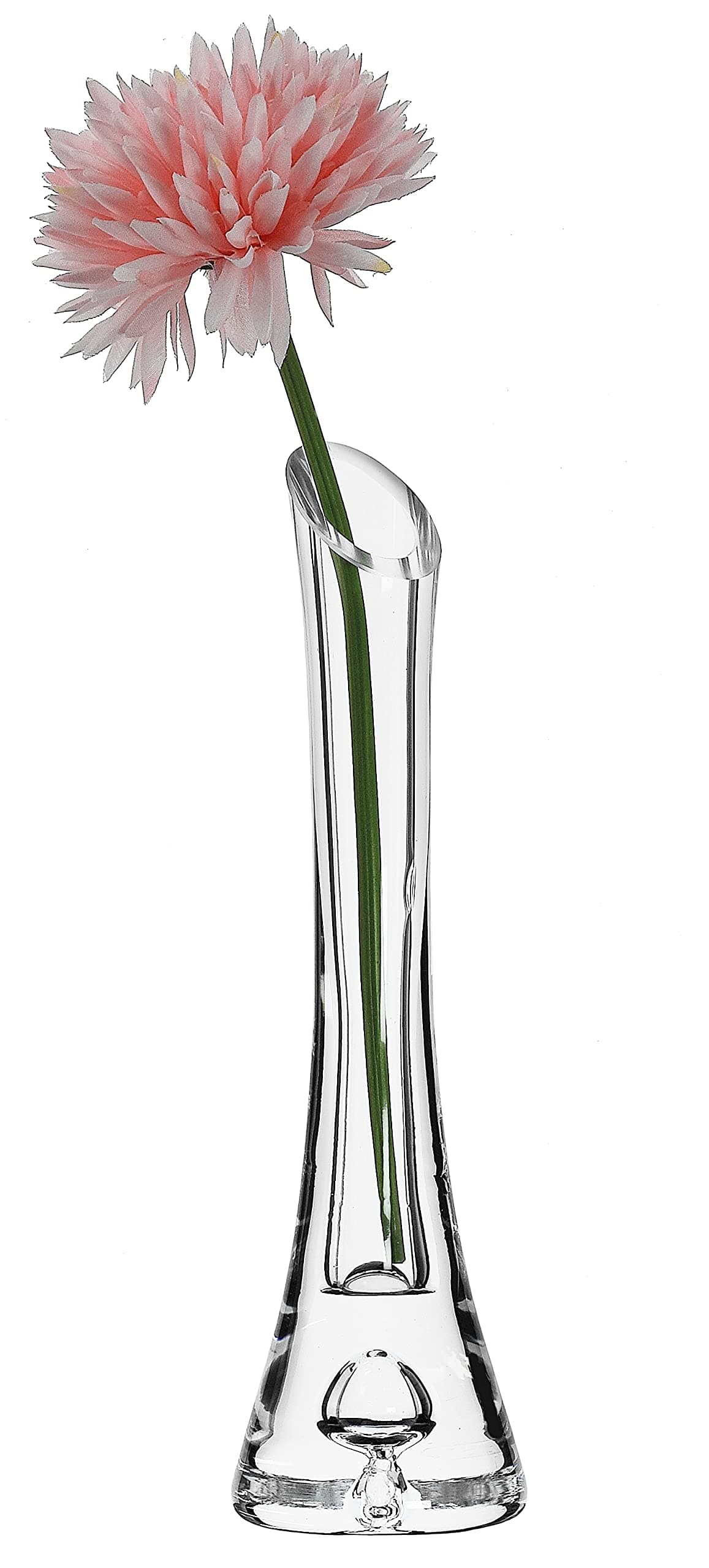 SOLAVIA Clear Glass Handcrafted Heavy Base Single Stem Flower Drop Vase 20cm