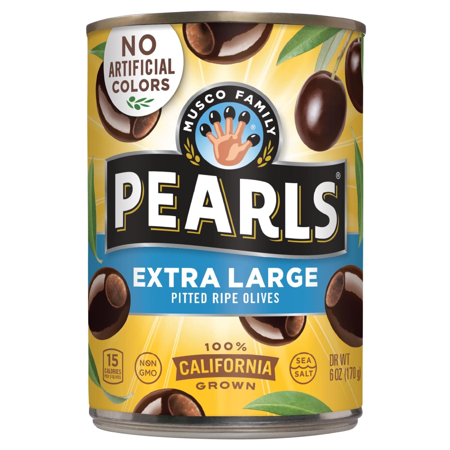 Pearls Extra-Large Ripe Pitted Olives, Pack of 8, 6 oz Cans