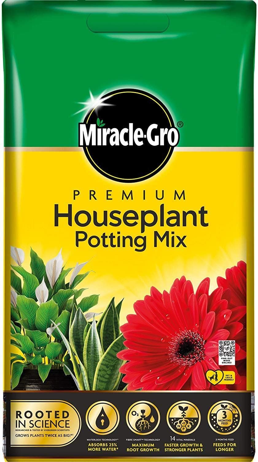 Miracle-Gro Premium Houseplant Potting Mix compost - 10 Litre Bag, (New 2020 Range), Yellow