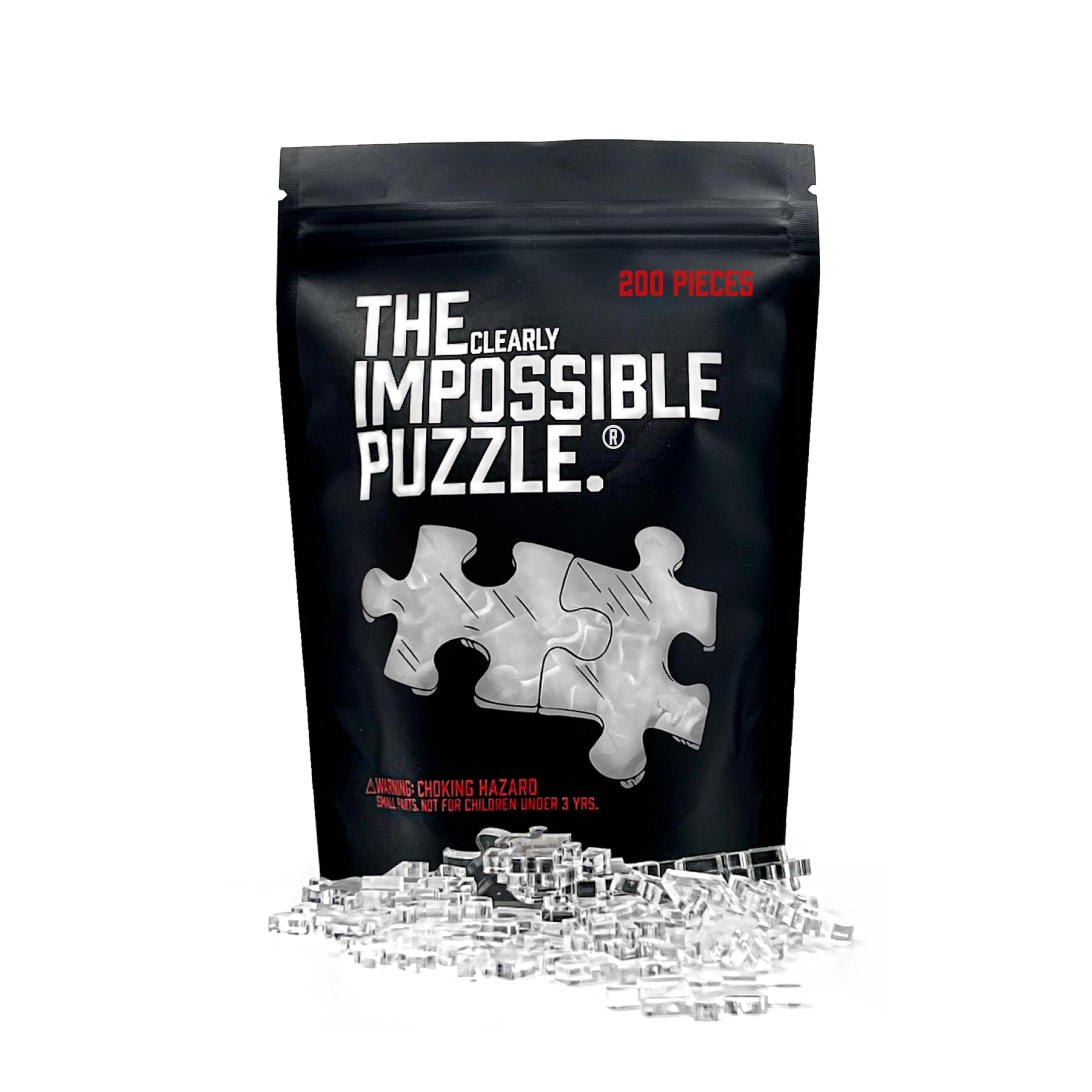 The Clearly Impossible Puzzle ® 200 Piece 8''x10'' Clear Acrylic Modern Jigsaw Puzzle for Adults, Expert Skill Level, 7 Years and Up