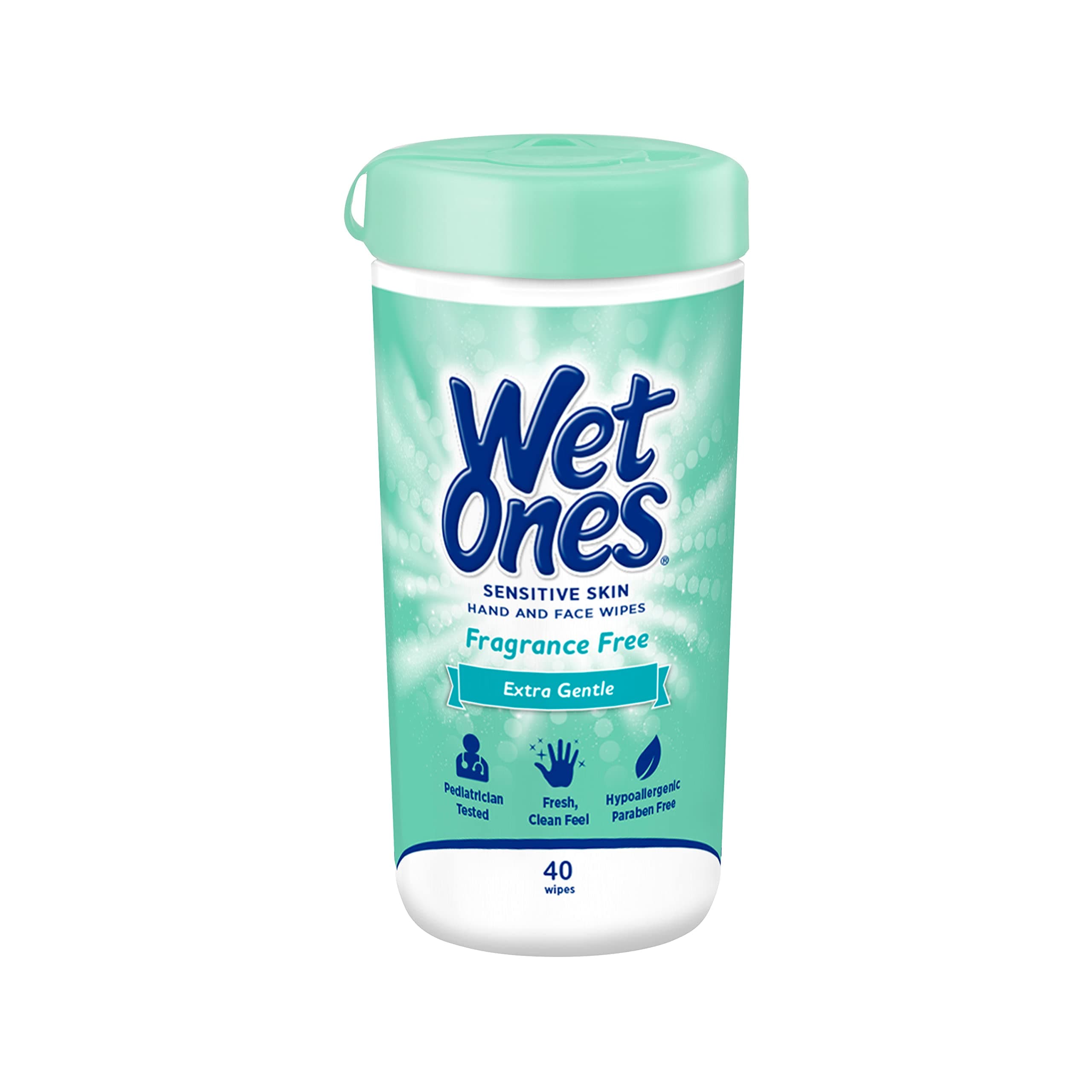 Hand and Face Wipes for Sensitive Skin, Unscented | Wet Ones Sensitive Skin Wipes for Hands and Face, 40 ct. Canister