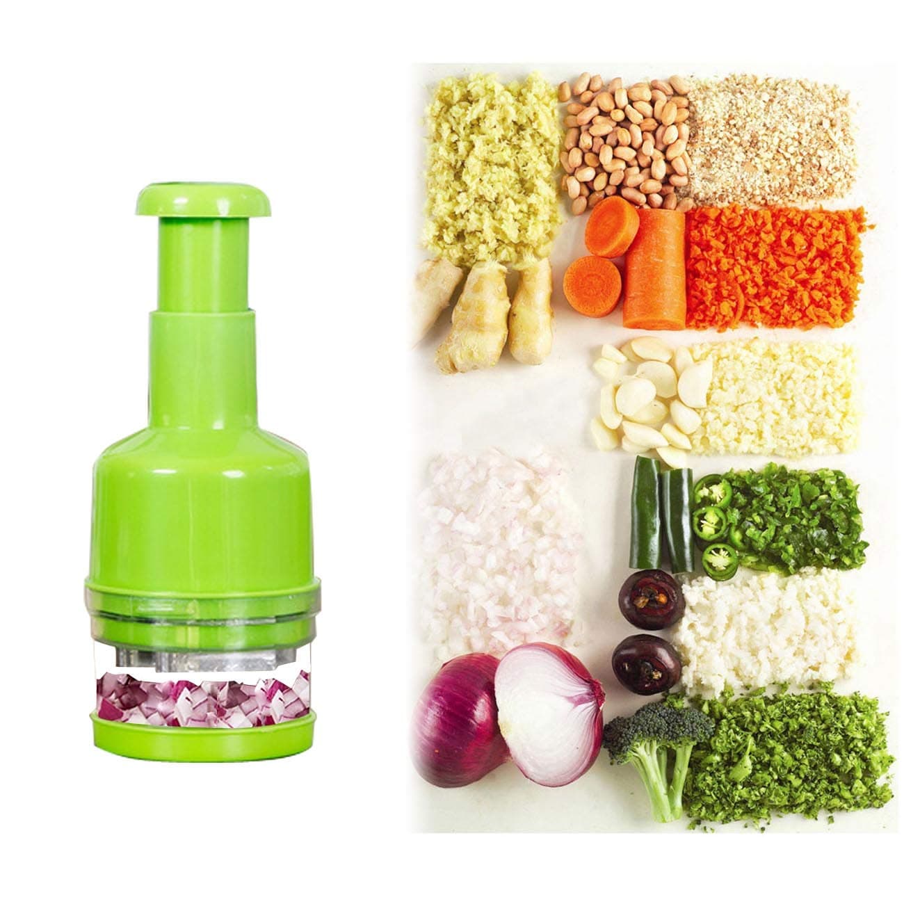 Onion Chopper, Vegetable Slicer, Fruit and Cheese Cutter (Green)