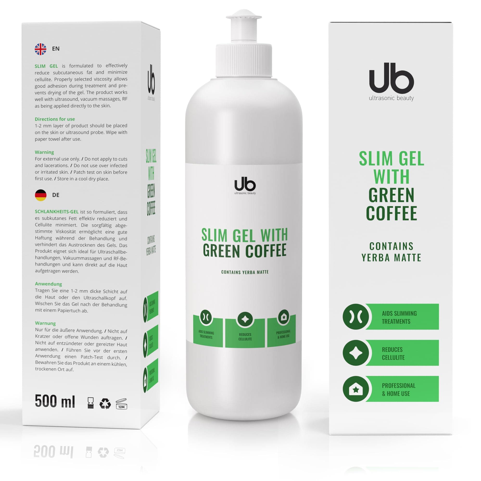 UB Gel Slim With Green Coffee & Yerba Mate – For Ultrasound | Radio frequency | Anti Cellulite and Slimming Treatments 500 ml