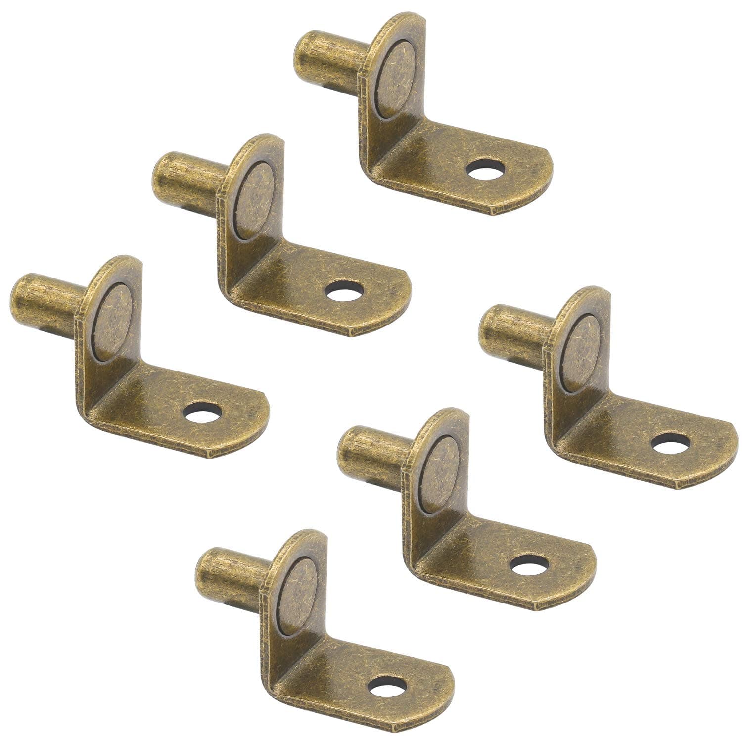 Favordrory Shelf Support, L-Shaped Furniture Bracket Pegs Cabinet Bracket Pegs Shelf Pegs, Bracket-Style, Antique Brass Plated Steel, 50 PCS