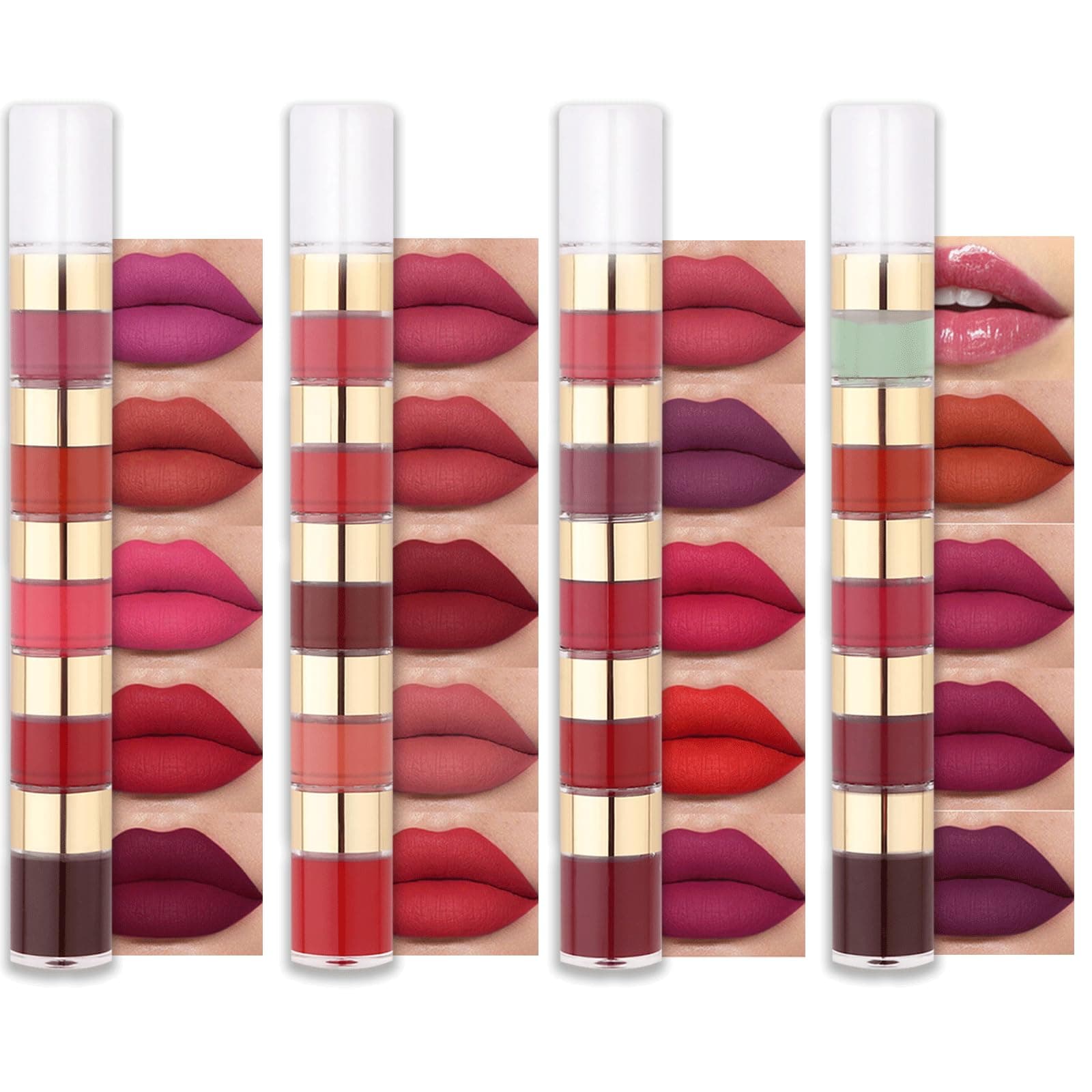 20 Colors Matte Liquid Lipstick Set, Waterproof Plumping Lip Gloss Set, Lip Stain Long-Lasting Non-Stick Cup Not Fade Pink Lip Gloss Red Lipstick Makeup Set Gift Kit For Women