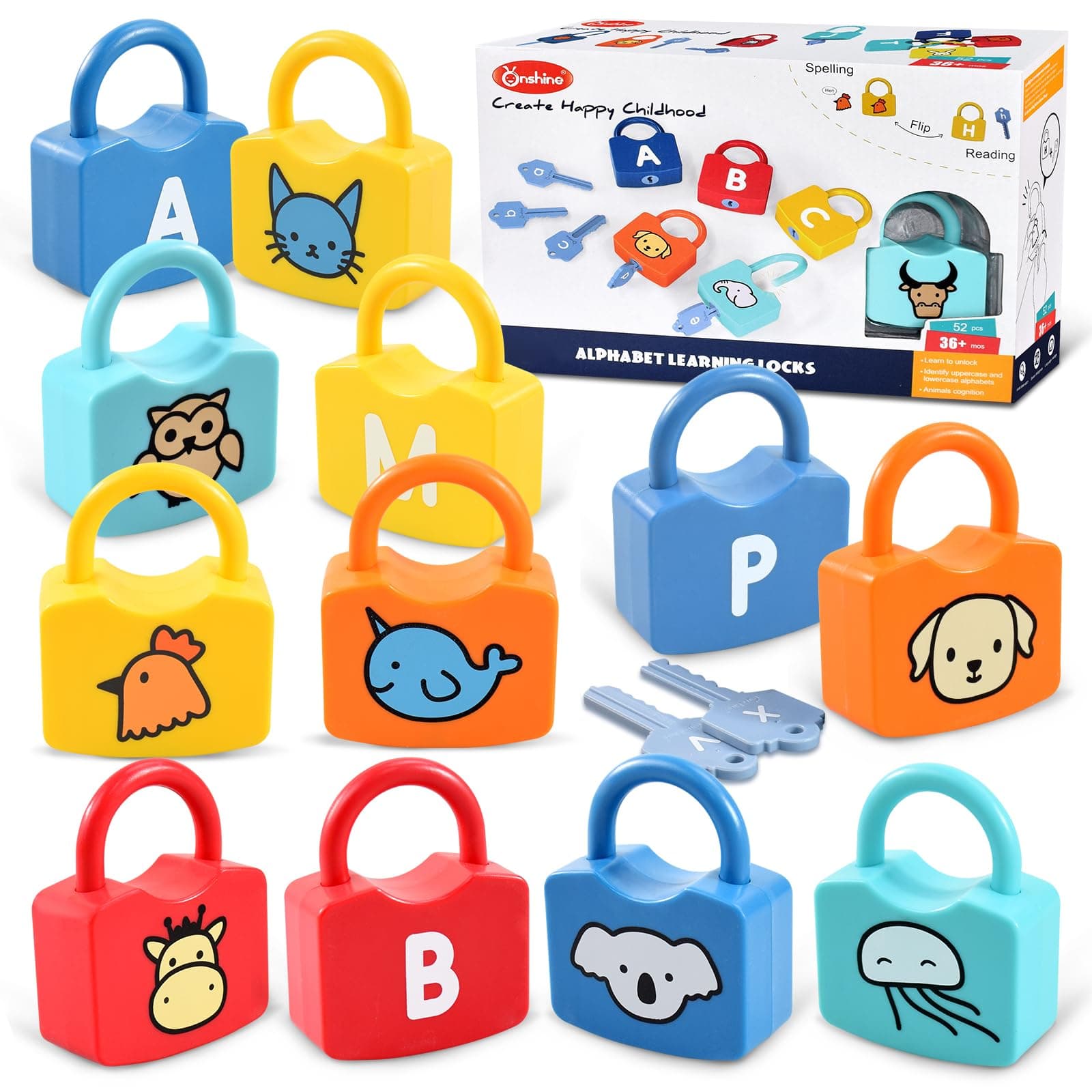 Alphabet Learning Toys, Lock and Key Toddler Toy for Ages 2-4, Preschool Learning Activities, Kindergarten Classroom Must Haves, ABC Montessori Toys for 3 Year Old