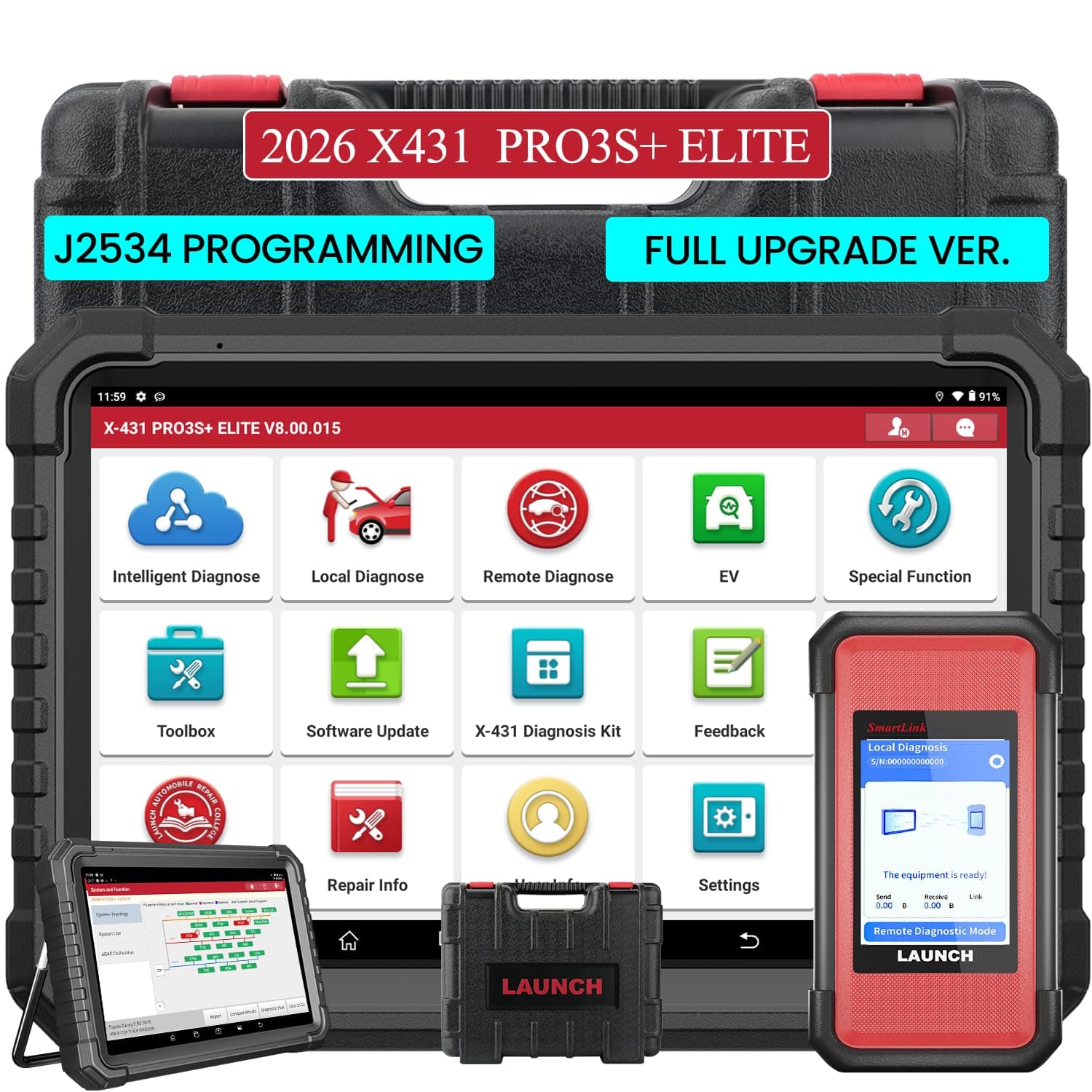 X431 PRO3S+ Elite, 2025 All-in-One Bidirectional Scan Tool with J2534,HD Trucks Scan, Topology Map, 60+Service,Online Coding Full Function Scanner, CANFD/DoIP/D-PDU/CAN 2.0, FCA, 2 Yrs Update