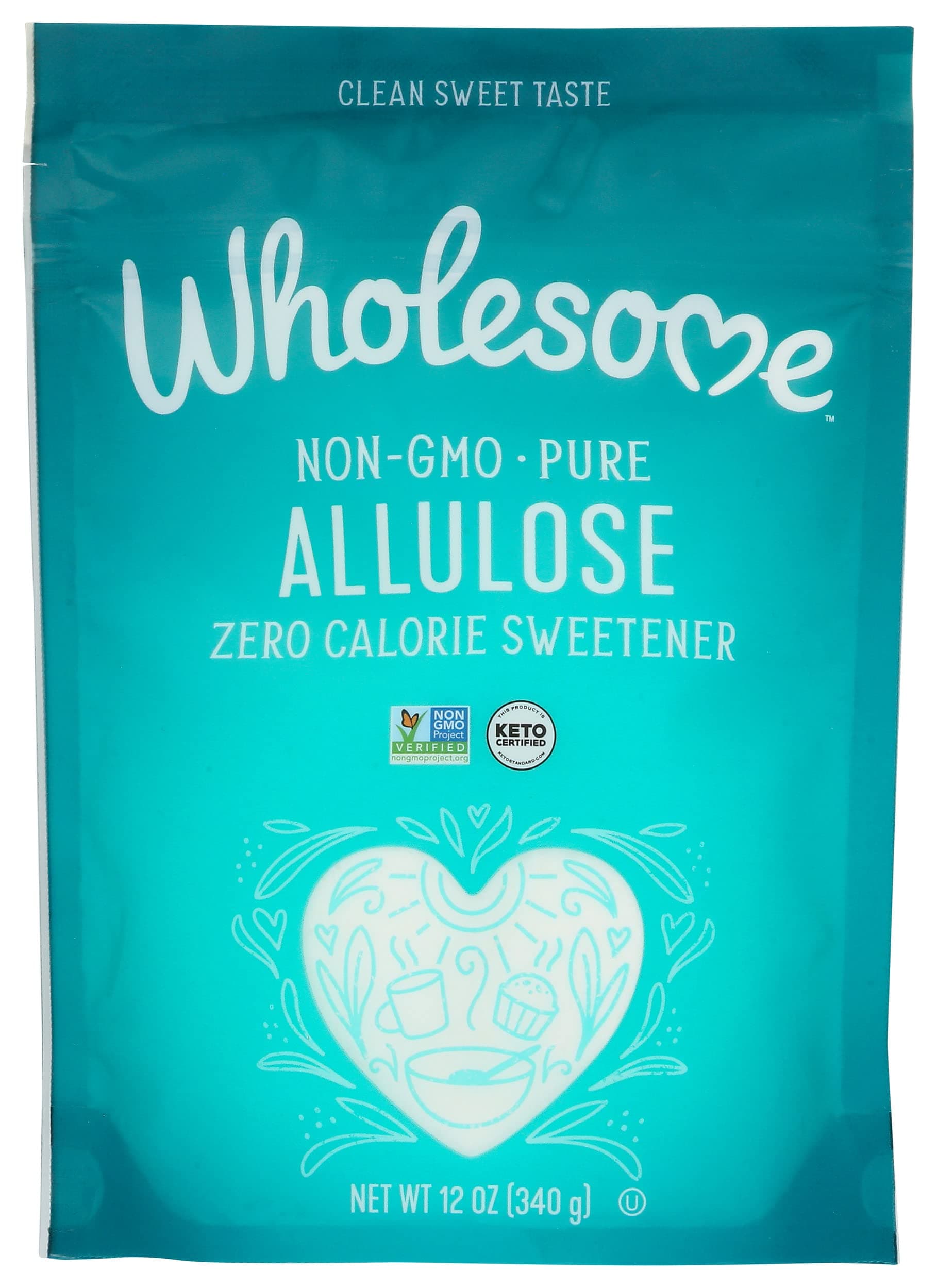 Wholesome Sweeteners 12-Ounce Allulose Sweetener, Zero Calorie Sugar Substitute, Keto Friendly, Non GMO, Non-Erythritol, Gluten Free & Vegan Sweetener, 8 Pack