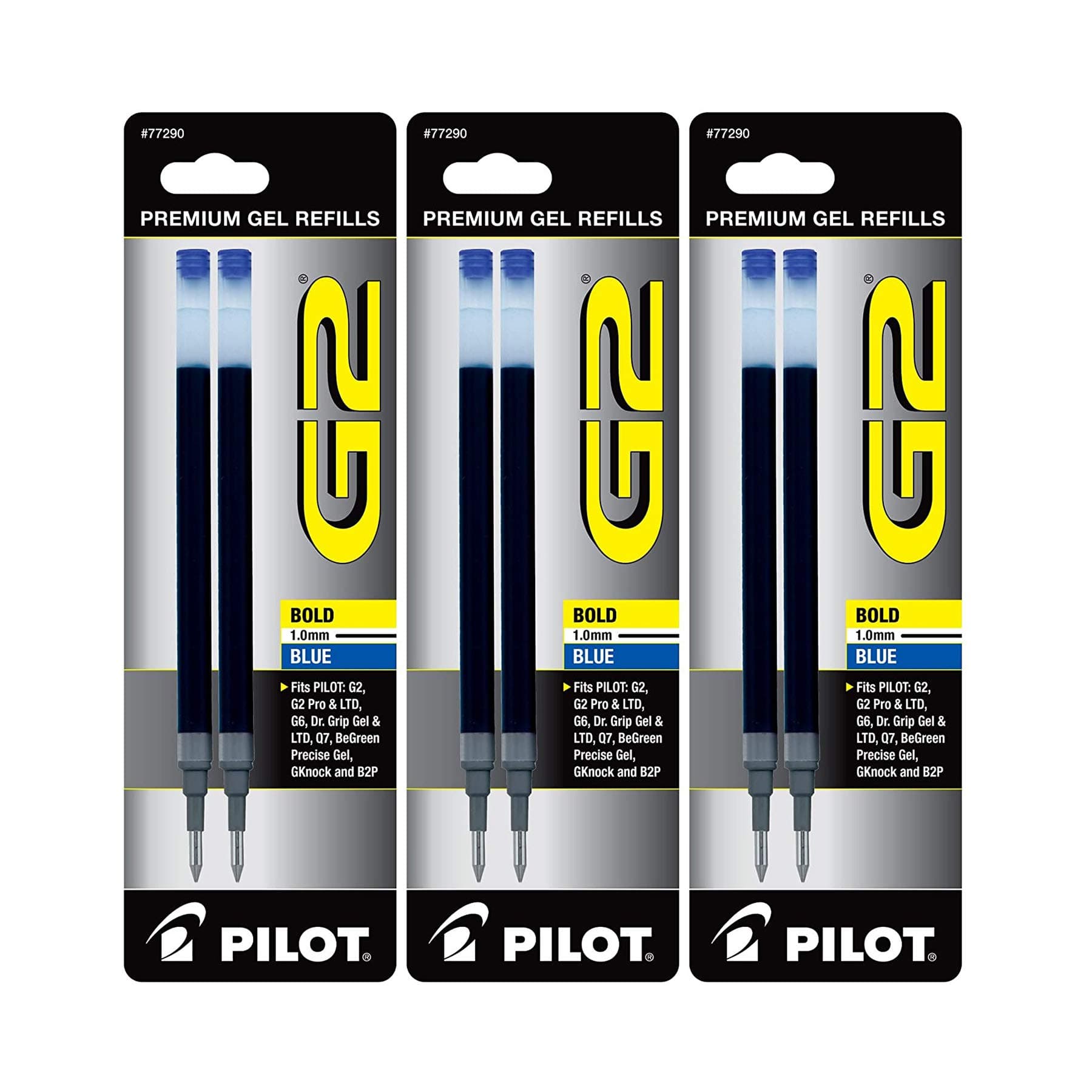 G2 Gel Ink Pen Refills, Bold Point, 1.0mm, Blue Ink, 6 Refills
