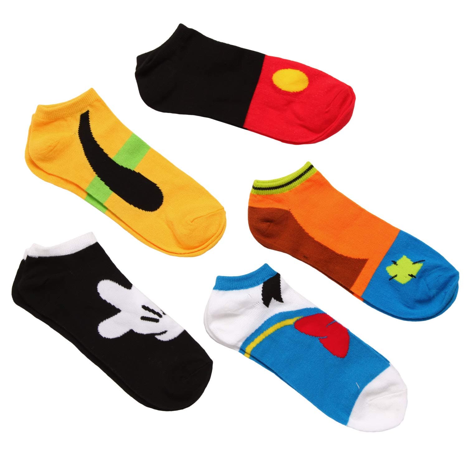 Men's Mickey Mouse 5 Pack No Show Socks