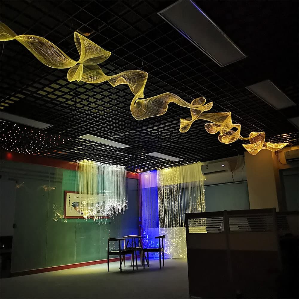 LED Fiber Optic Mesh Light Kits for Party Halloween - Optical Fibre Netting Light Up Ceiling Christmas Trees for Hotel Office Home Room Fall Decorations (6 Meters mesh + Remote)