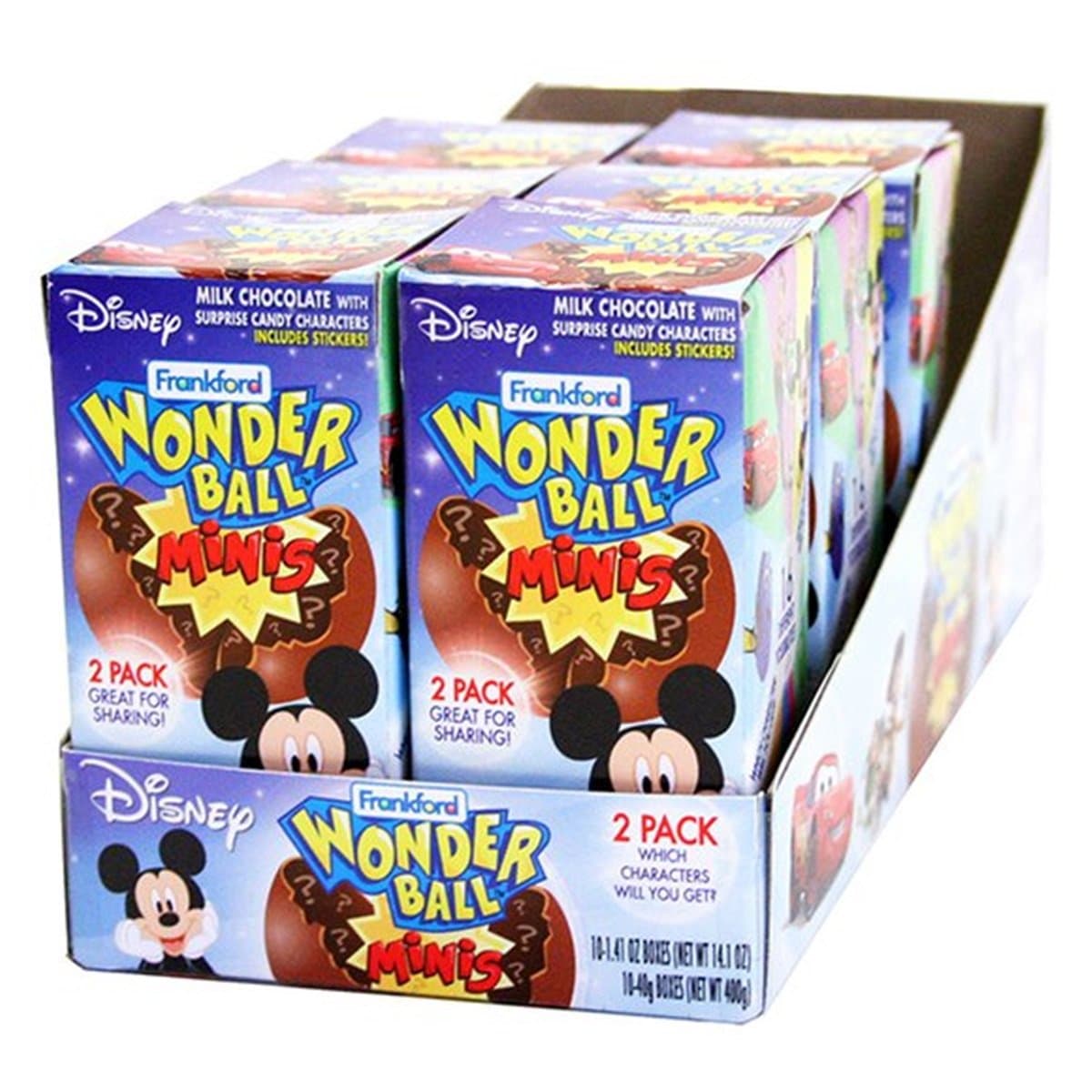 Disney Chocolate Wonderball Egg with Surprise Character Hard Candy, 1.41 oz (10 Pack)
