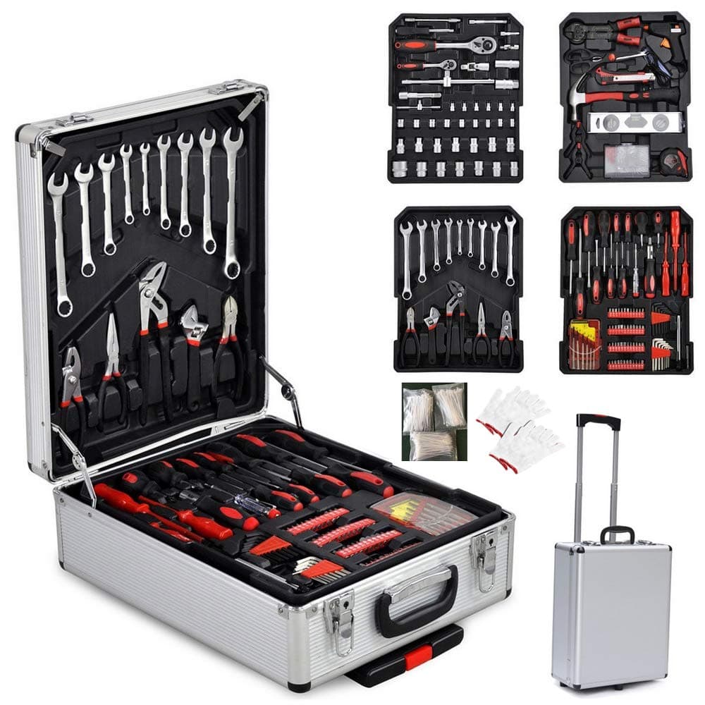 TUFFIOM Tool Box with Tools 799pcs Household Tool Set with Aluminum Trolley Case, Auto Repair Tool Kit Toolbox and Wheels