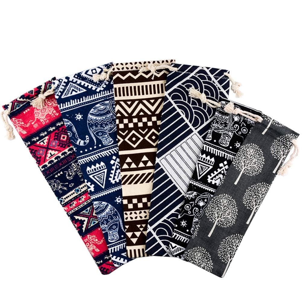 6 Pcs Straw Carrying Case, Travel Silverware Case for Metal Straws, Glass Straws, Silicone Straws, Cutlery, Knife, Fork, Spoon, Chopsticks(4 Big/ 2 Small)