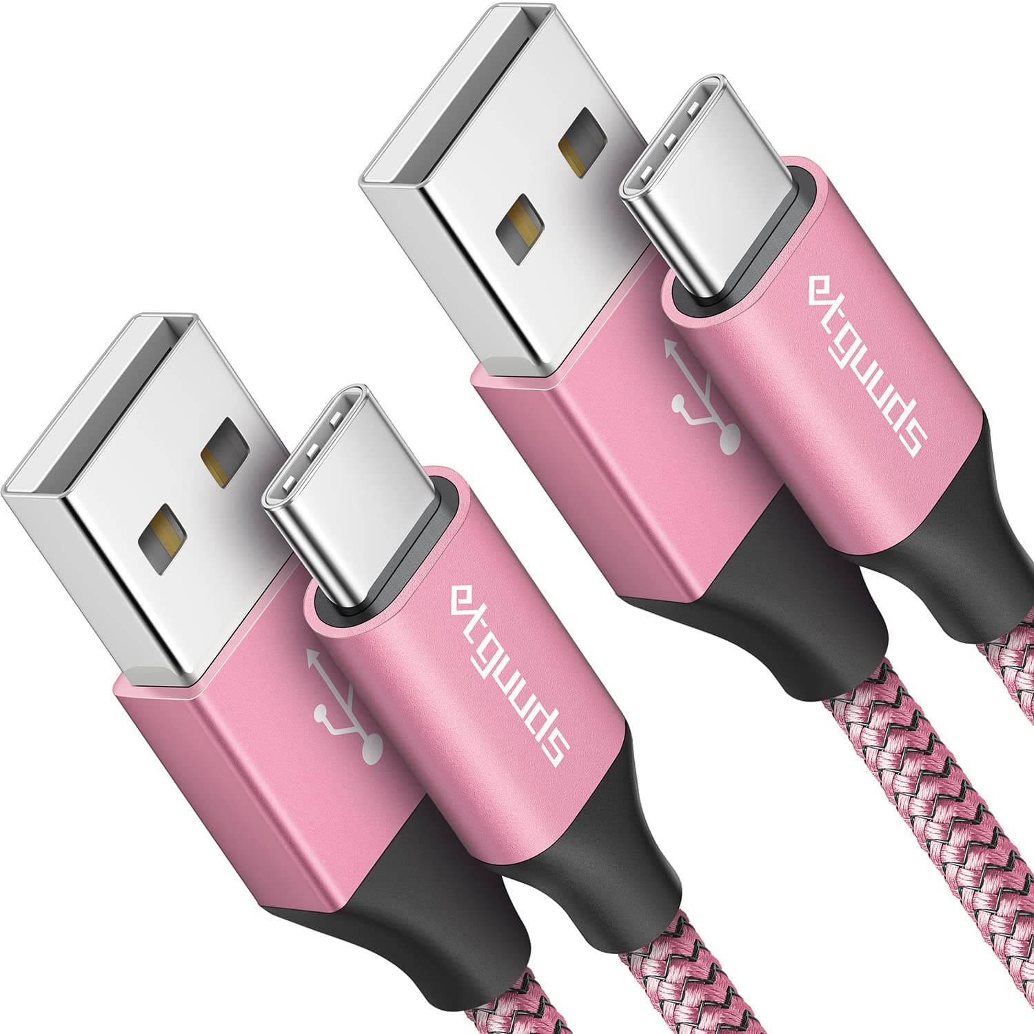 etguuds Pink Long USB A to USB C Cable 10ft, 2-Pack Fast Charging Type C Charger Cord for iPhone 17 16 15 Pro Max Plus Air 16e, Samsung Galaxy S25 S24 S23 S22 S21 S20 Note 20 A17 A16 A15 A26 A36 A56