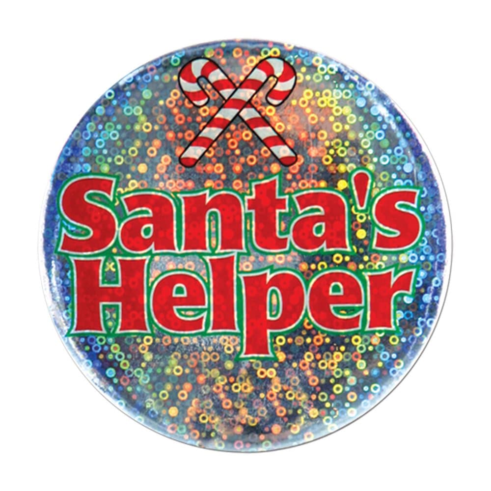 Beistle Christmas Party Decoration Santa's Helper Button - 12 Pack (1/Card)