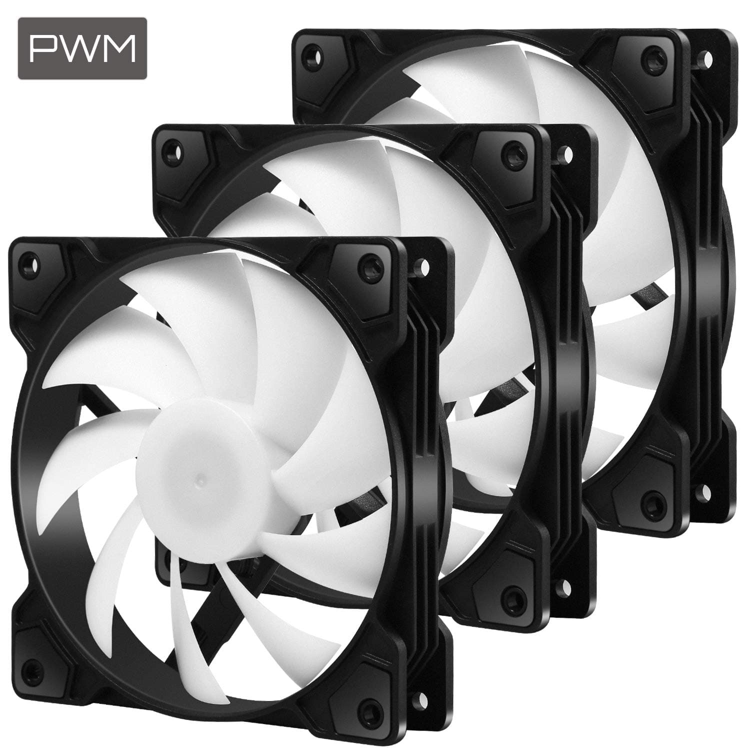 upHere 120mm PWM 4-Pin High Airflow Long Life Case Fan for PC Cases, CPU Coolers, and Radiators 3-Pack,SR12-BW4-3-US