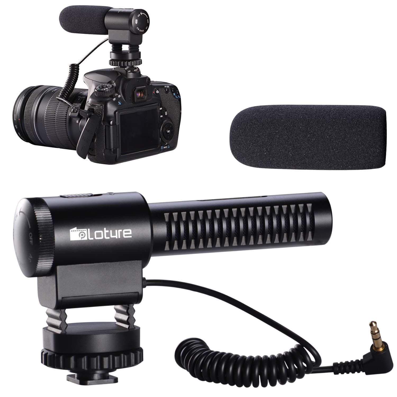 PLOTURE Camera Microphone, Interview MIC Super-Cardioid Shotgun on-Camera Microphone Works for DSLR Cameras with Fur Wind Shield.