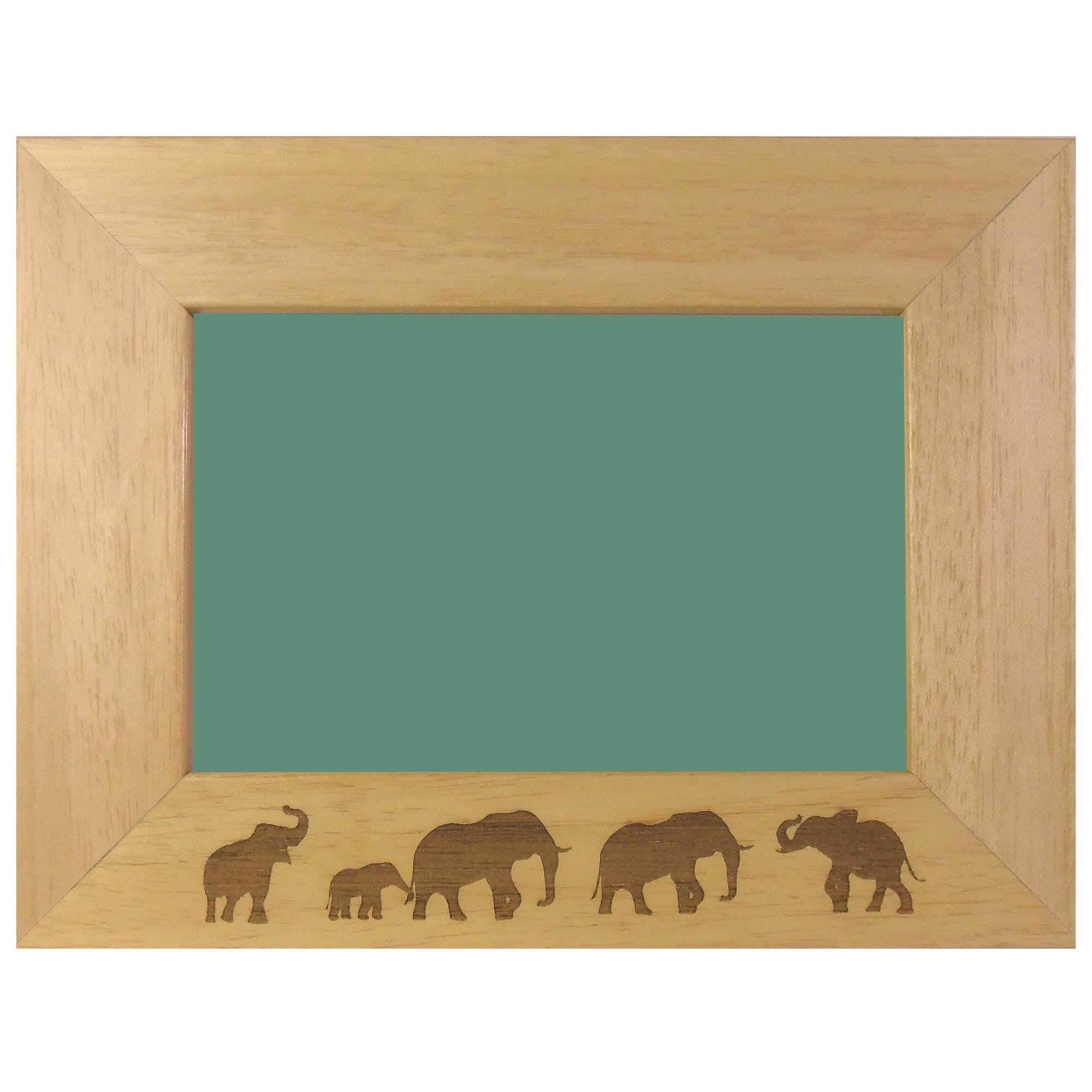 JTS Designs Elephants Design Engraved Wooden Photo Frame - Holds Landscape 6 x 4 Pictures