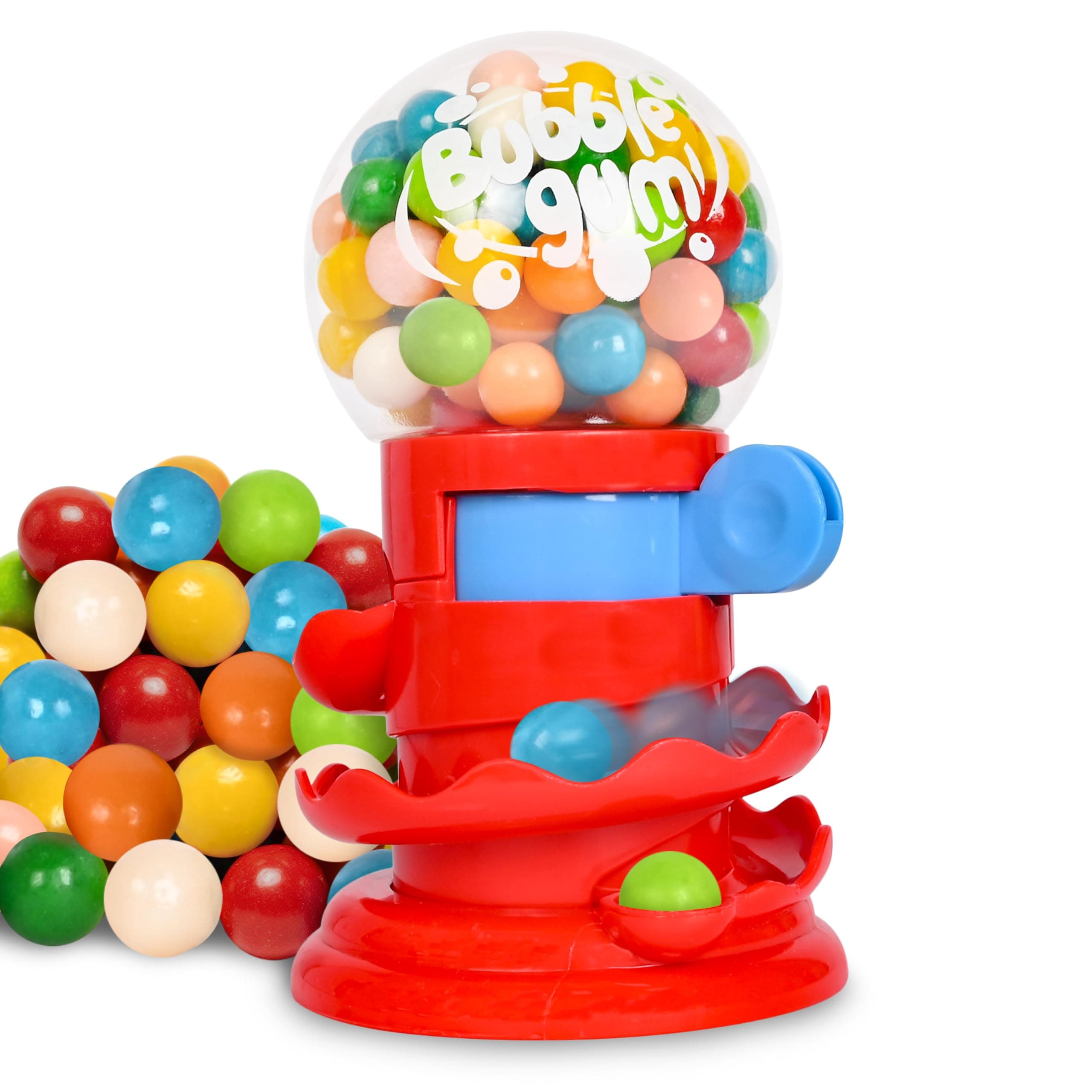 Toymendous Gumball Machine for Kids with Gumballs - Bubble Gum Mini Candy Dispenser | Piggy Bank for Kids - Receive Red or Yellow Machine Colors May Vary