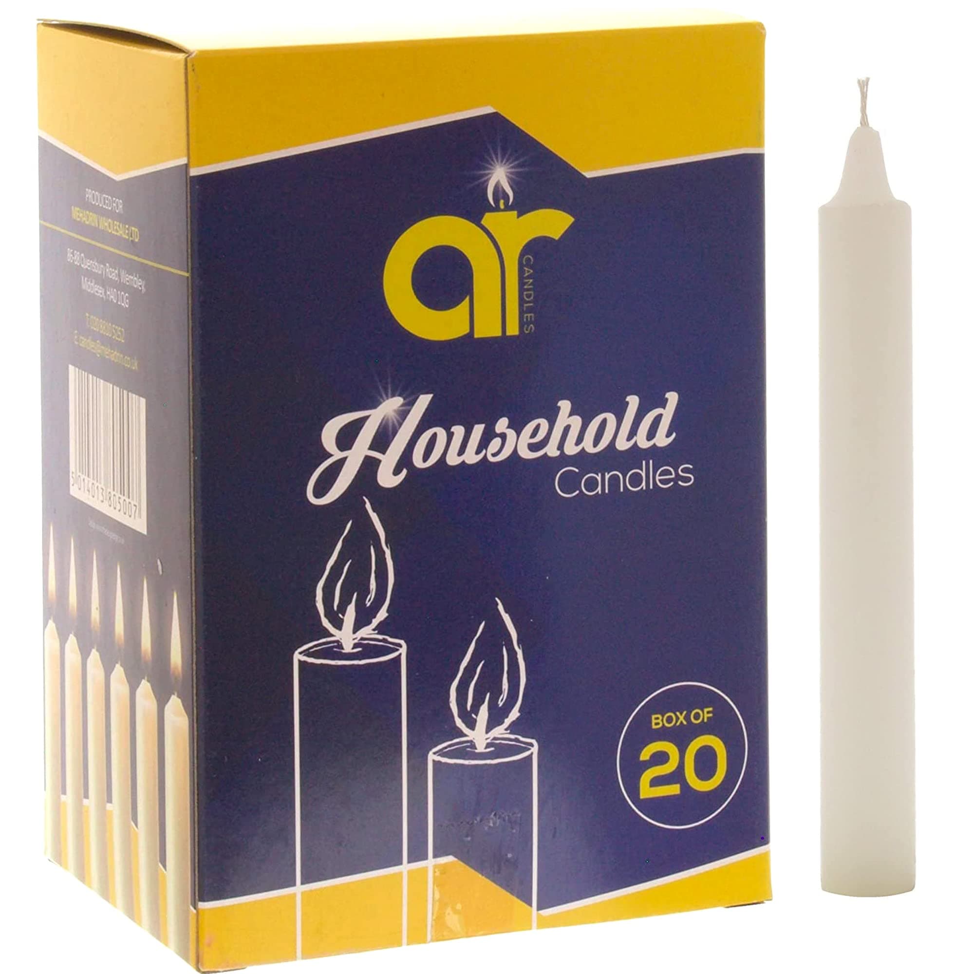 Unscented White Household Candles 11.8cm – Pack of 20 – Shabbos/Shabbat Candles for Emergency, Power Cuts, Home Use, Prayer, Vigil, Church, Decoration, Long Burn & Everyday Use
