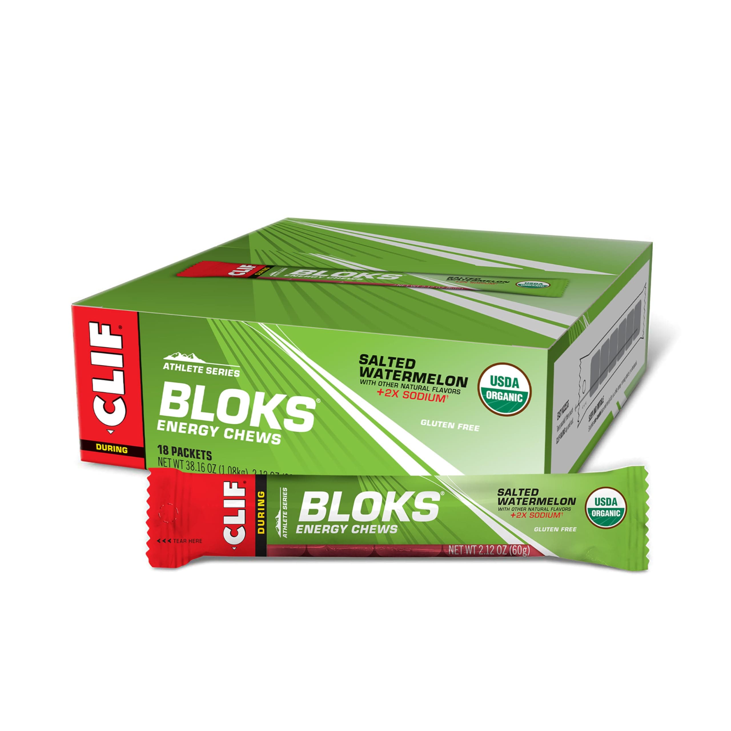 CLIF BLOKS - Energy Chews - Salted Watermelon Flavor - 2.12 Ounce (18 Count) (packaging may vary)
