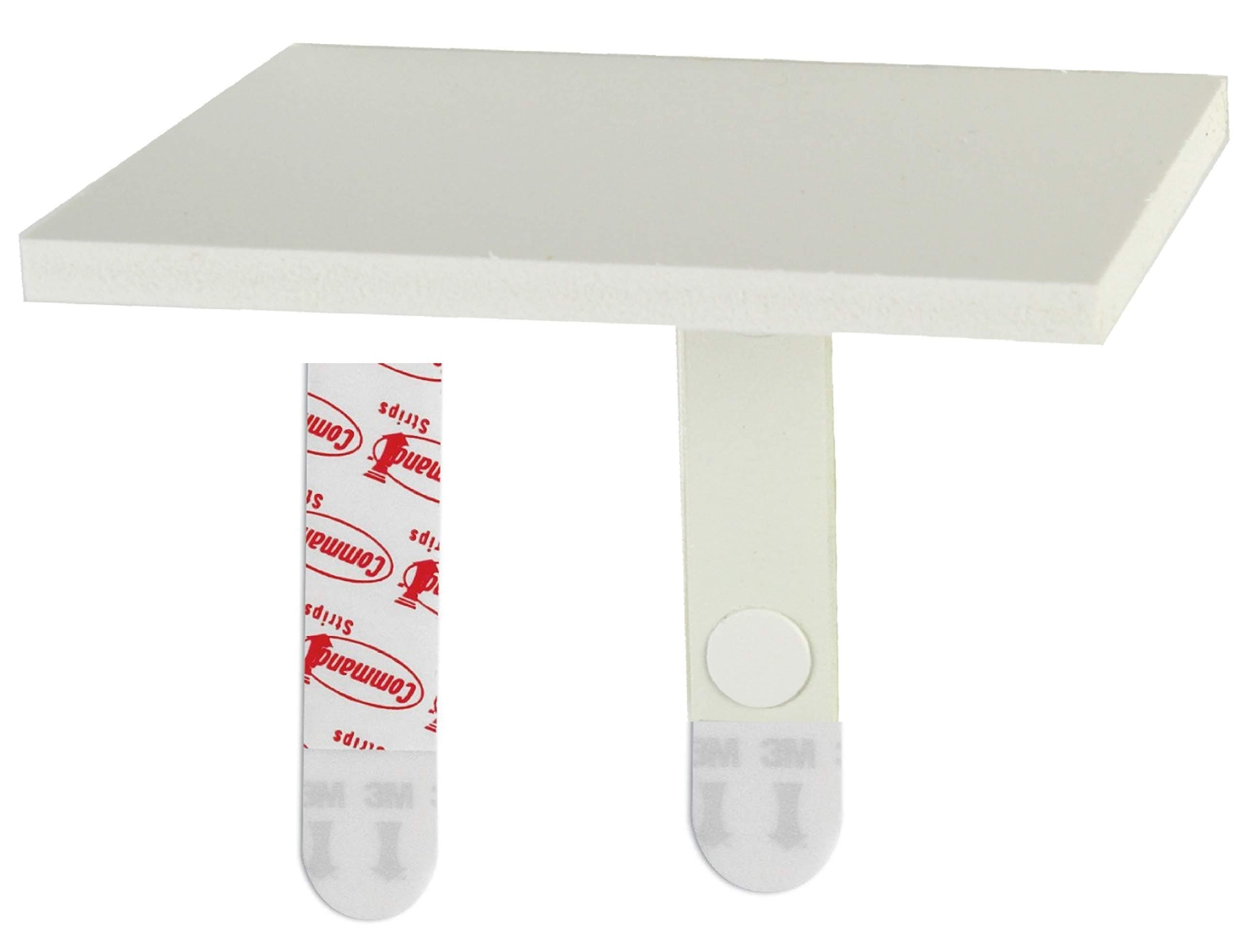 3.5 x 4 Inch Small White Mini Shelf for Bathroom Wall (Damage-Free Mounting)-No Damage to Wall. Holds Alexa Echo Dot,ibi, Cell Phone,Toothpaste Squeezer and Other Tiny Items