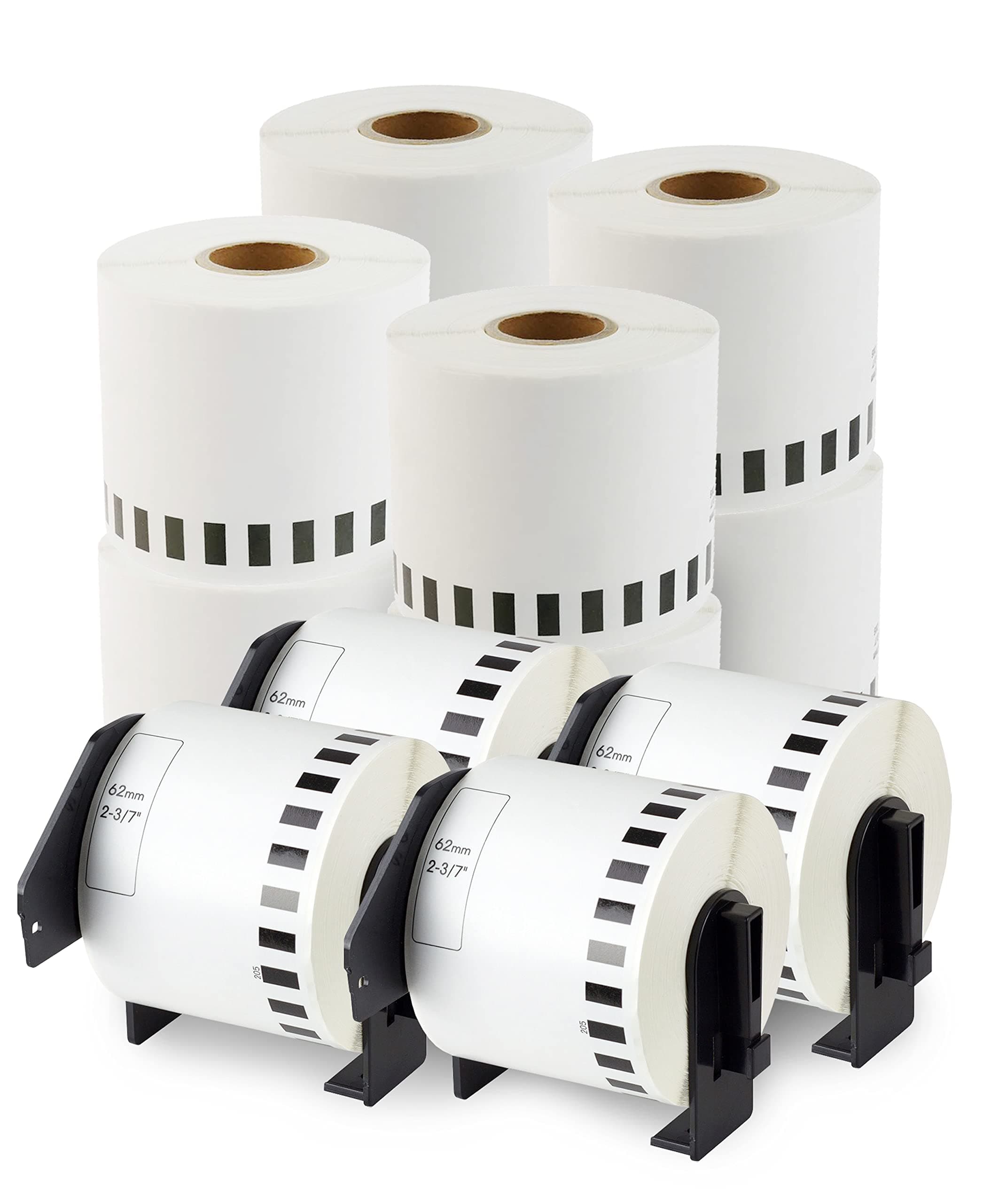 enKo - Compatible DK-2225 Continuous Paper Labels (1-1/2 Inch x 100 Feet) Compatible for Brother QL Label Printers - 6 Rolls + 2 Refillable Cartridges