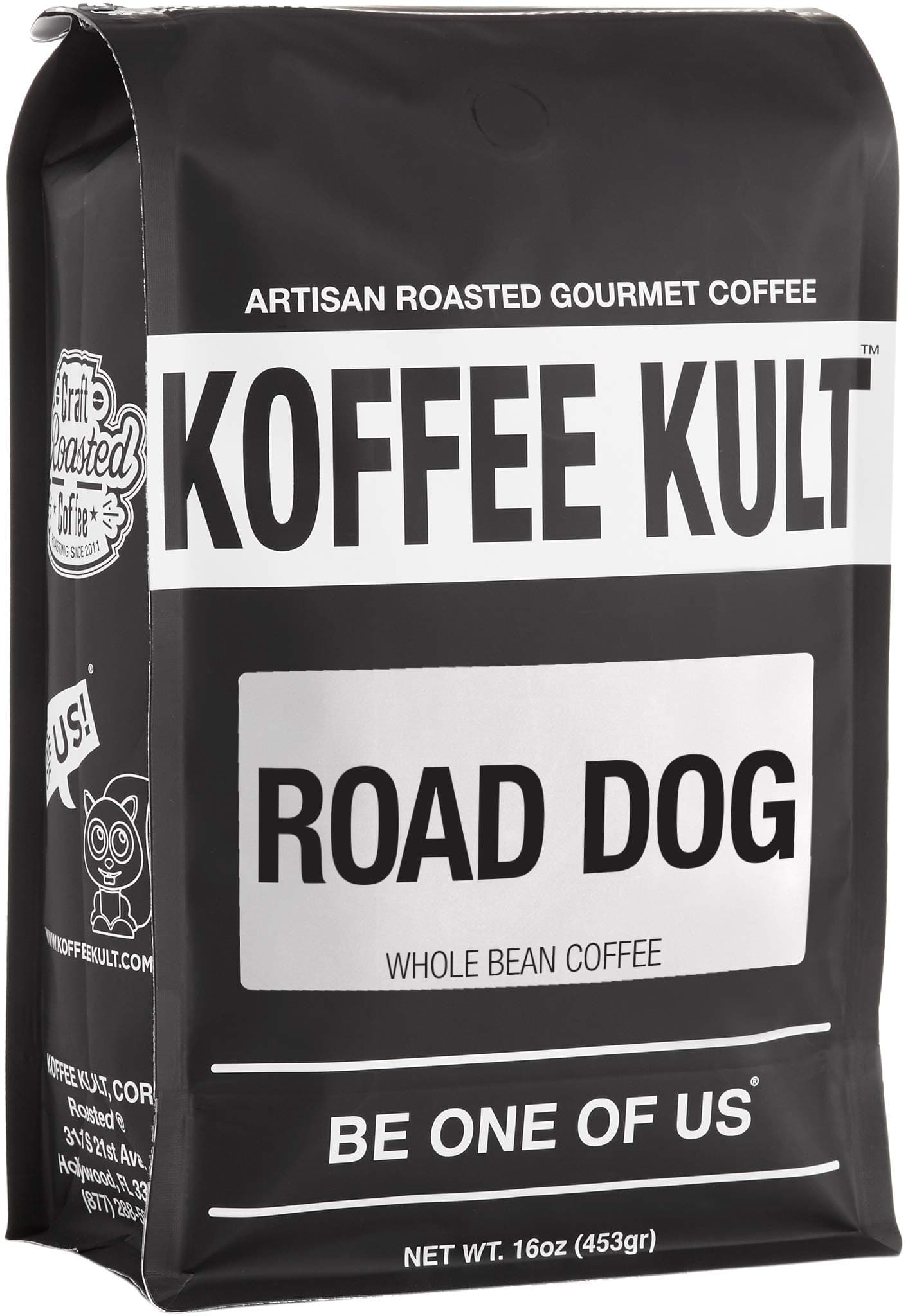 Dark Roast, Whole Bean Colombian Coffee - Koffee Kult’s Award-Winning “Road Dog” Blend - 16 oz Full Body Arabica Coffee Beans - Rich, Sweet, Cocoa Finish - Fresh Roasted and Hand-Crafted by Artisans