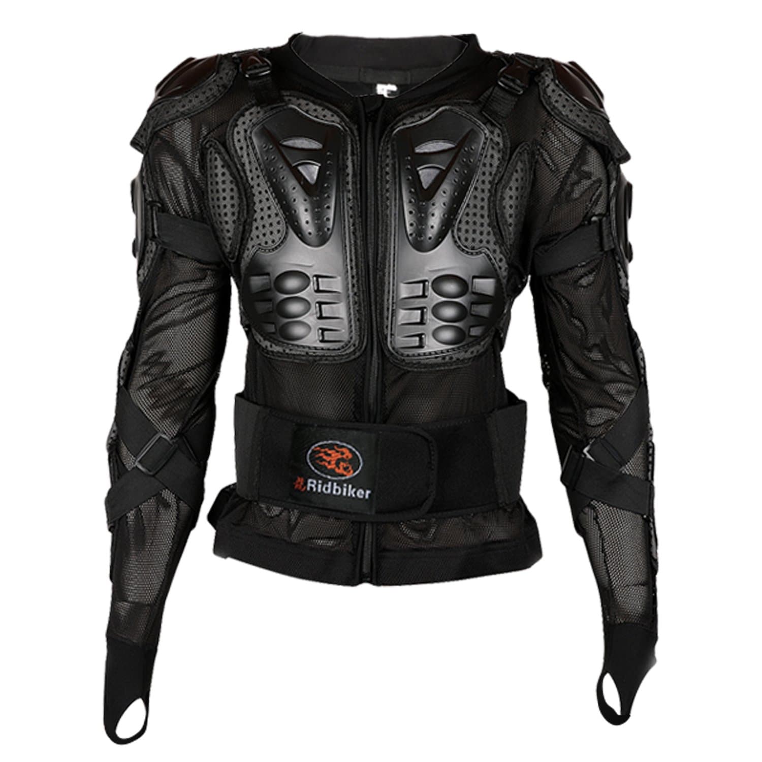 Ridbiker Motorcycle Full Body Armor Protector Removable Racing Jacket Motocross Spine Chest Motocross Protective Shirt (Black, M)