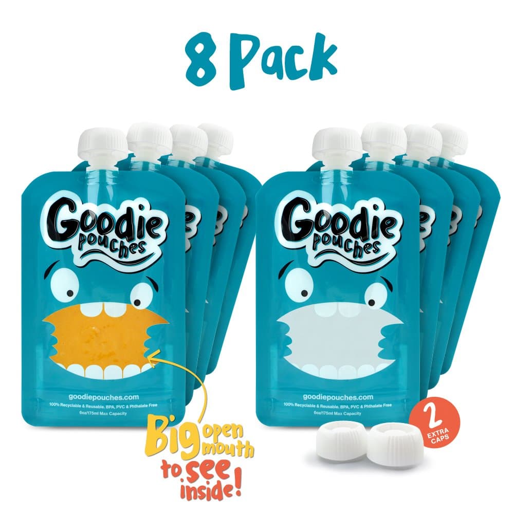 Goodie Pouches Reusable Homemade Puree and Smoothie Squeeze Pouches for Kids, 8-Pack