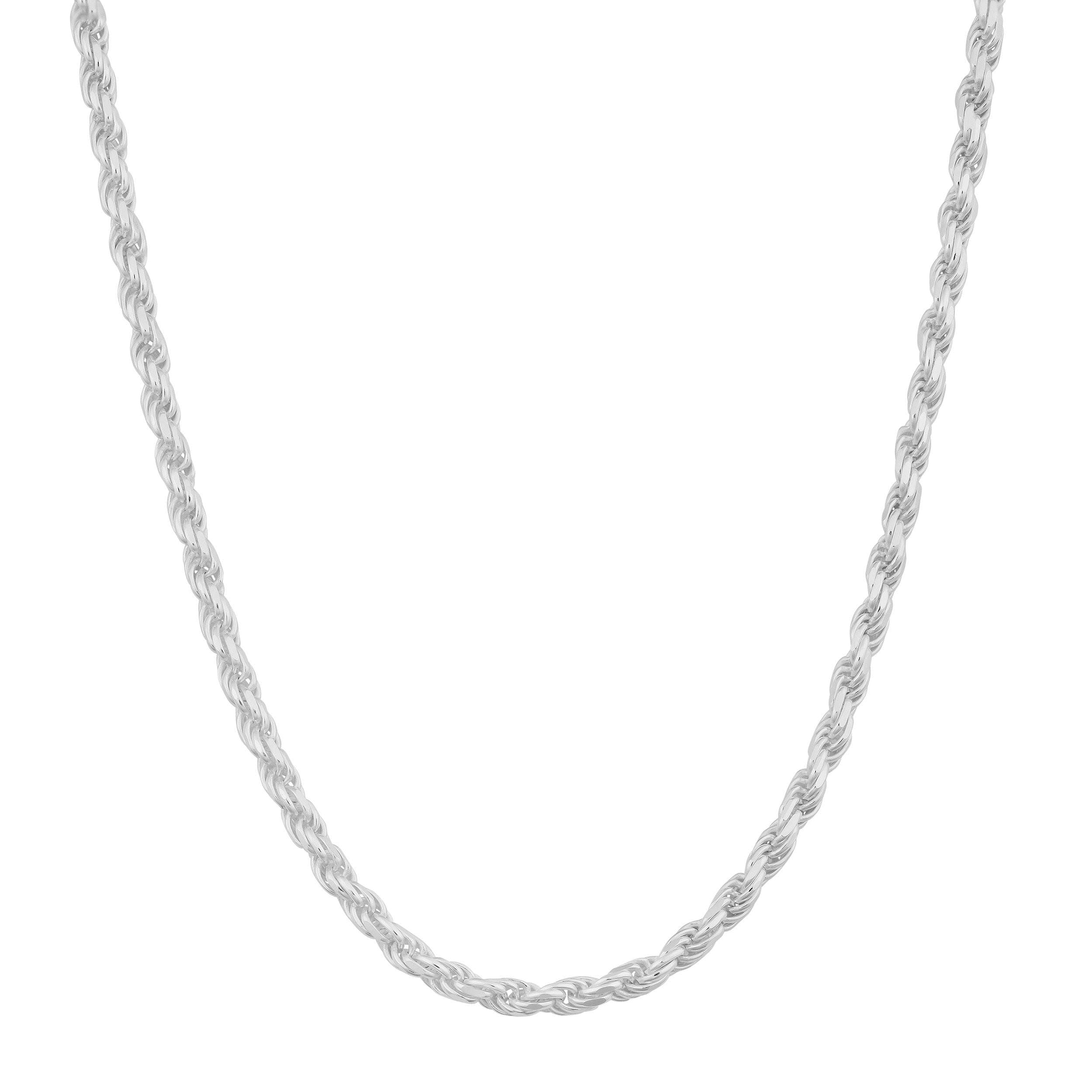 ARGENTO REALE Sterling Silver Diamond Cut Rope Chain Necklace, 1MM 2MM 3MM 4MM 5MM 6MM 7.5MM Braided Rope Chain Necklace, 925 Sterling Silver Necklace