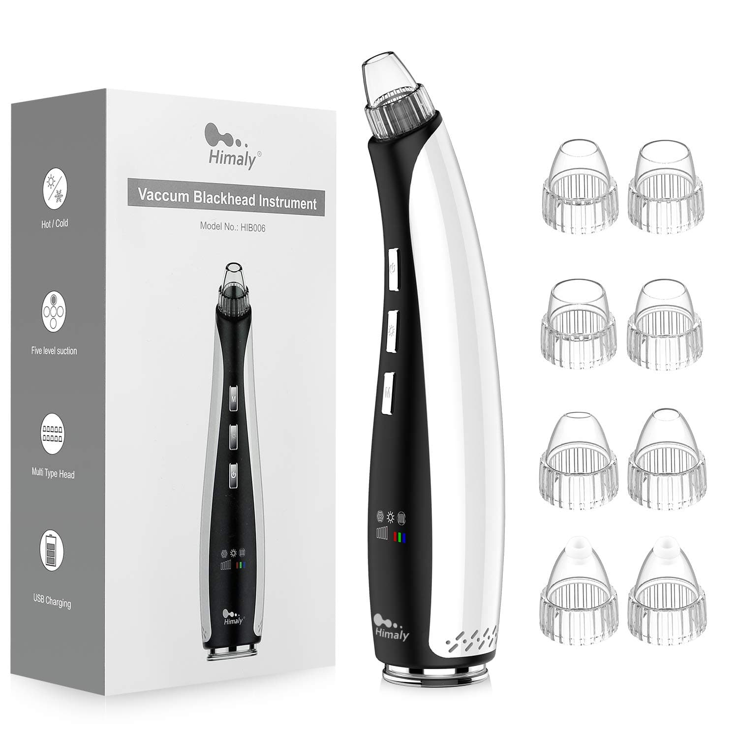 Himaly Blackhead Remover Vacuum Pore Cleaner Electric Blackhead Whitehead Comedone Acne Suction Extractor Removal Tool with 8 Multi-functional Heads for Women and Men Facial Skin Treatment