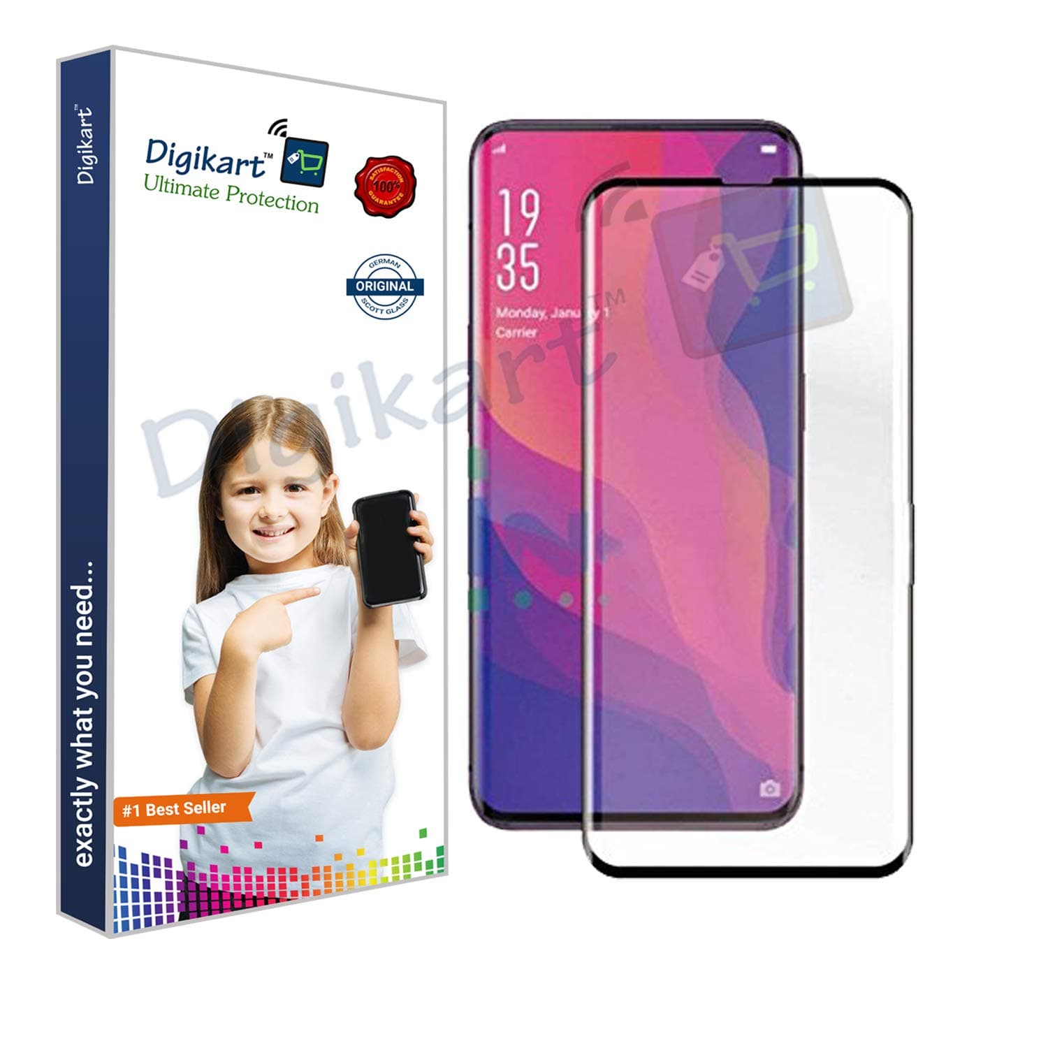 Digikart Mobile Screen Protector Guard Edge to Edge Premium Black Tempered Glass for Oppo Find X