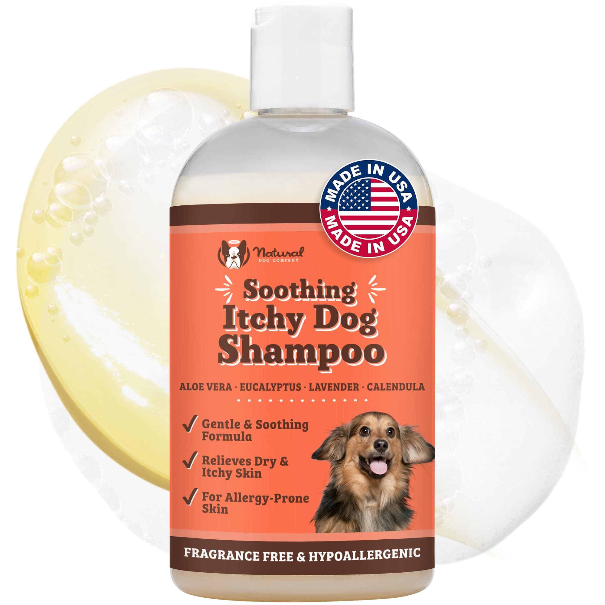 Natural Dog Company Itchy Dog Shampoo 12 oz – Hypoallergenic & Fragrance Free – Aloe Vera, Jojoba & Sea Kelp – Sulfate & Paraben Free – Soothes Dry, Itchy, Irritated Skin – Safe for All Breeds