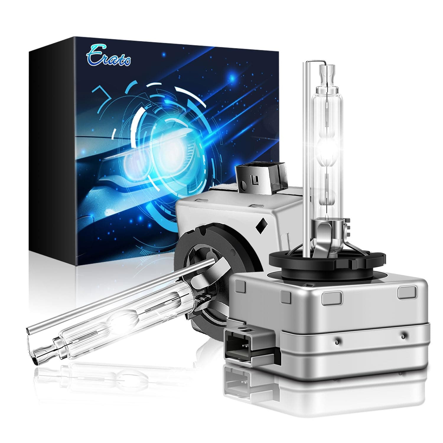Erato D1S Xenon Headlight Bulbs,6000K 35W Diamond White High Low Beam Headlamps 12V Car Replacement Bulbs- Pack of 2