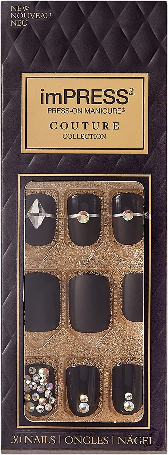 imPRESS Press-On Nails Couture Collection Manicure Kit, ‘Lavish’, Patented Super-Hold Adhesive, 30 Fake Nails with 12 Accent Nails