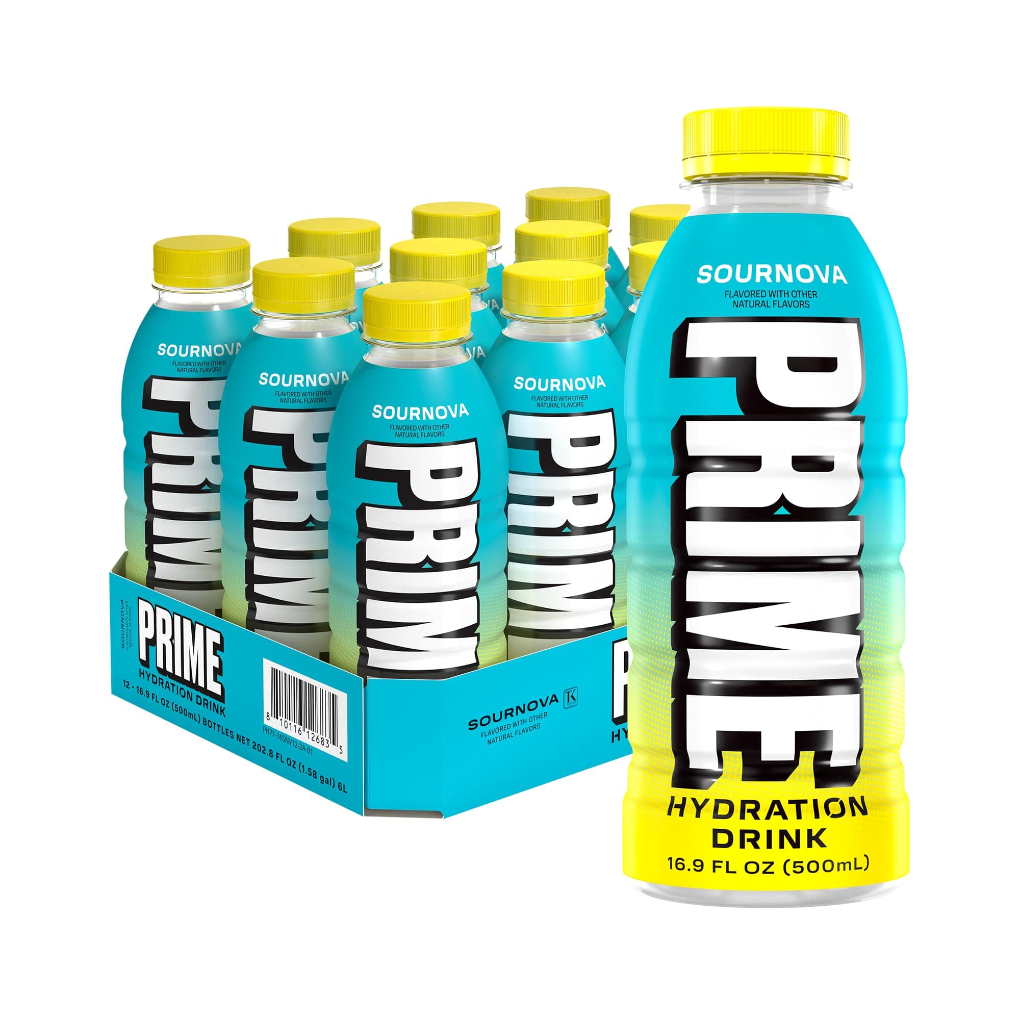 SOUR NOVA, Sports Drinks with Coconut Water, Electrolyte Enhanced to Replenish Fluids, Zero Added Sugar, B Vitamins, Antioxidants, Made with Natural Flavors, 16.9 Fl Oz 12 Pack