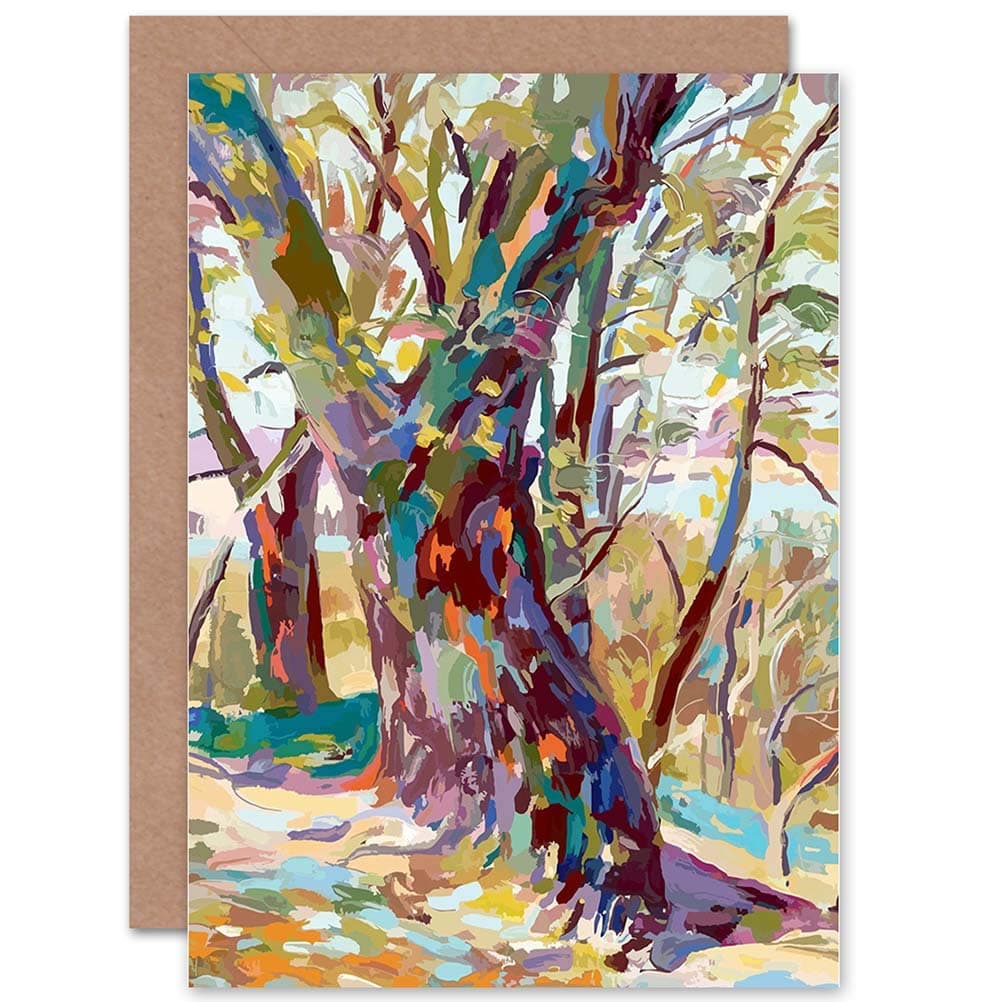 ABSTRACT TREE FOREST IMPRESSIONIST BLANK GREETINGS BIRTHDAY CARD ART