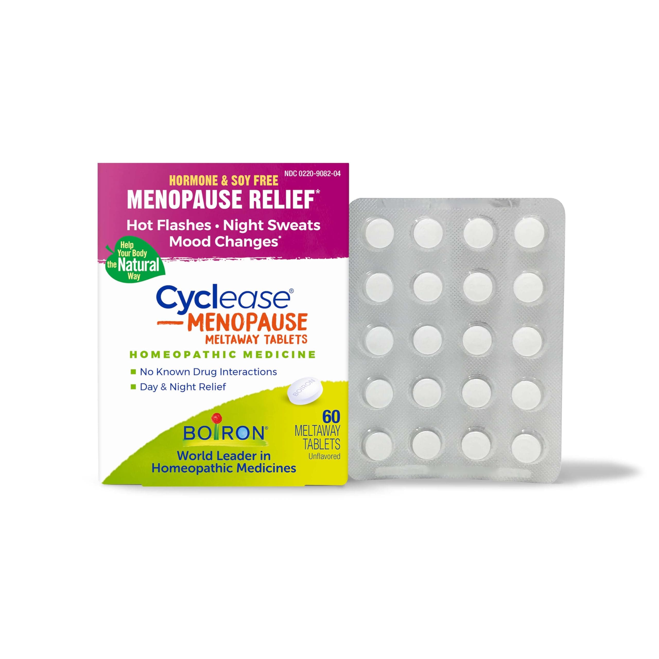 Boiron Cyclease Menopause Tablets for Relief of Hot Flashes, Night Sweats, Irritability, and Mood Swings - 60 Count