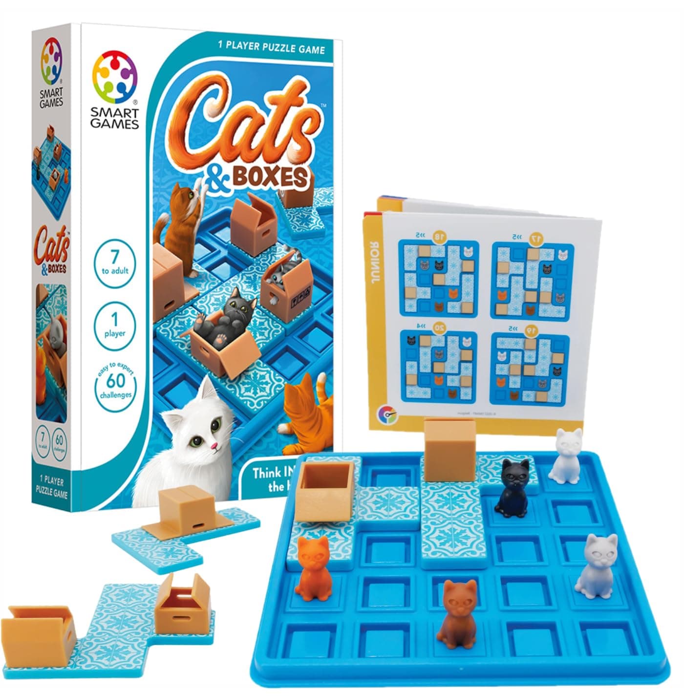 SmartGames SG450 Cats & Boxes, Puzzle Game with 60 Challenges, 7+ Years