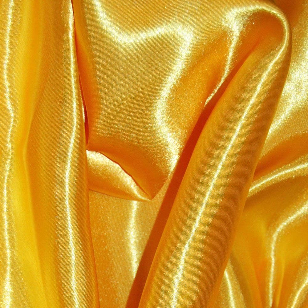 Bini Solid Fabrics Golden Yellow Silky Satin Dress Fabric Plain Satin Material 44/45" Width, Slik & Shiny Fabrics (1 Meter)