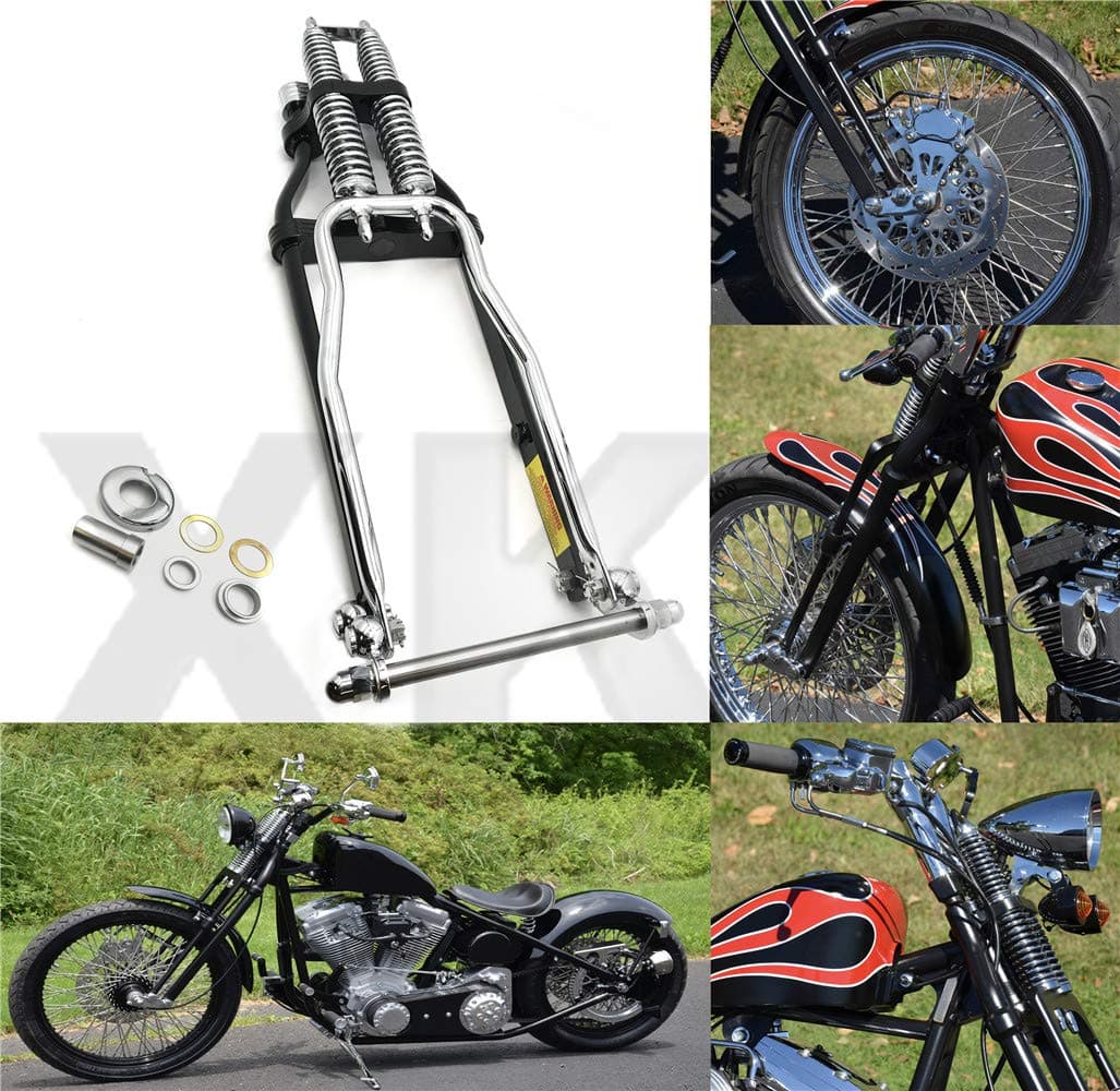 XKH- Compatible with 2 OVER BLK AND CHROME SPRINGER 4 HARLEY BIG TWIN [B07M8DPZSD]