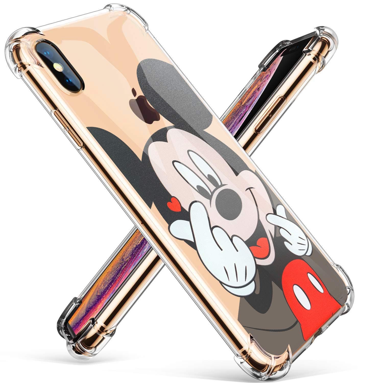 Logee TPU Mickey Mouse Cute Cartoon Clear Case for iPhone X/iPhone Xs 5.8”,Fun Kawaii Animal Soft Protective Shockproof Cover,Ultra-Thin Funny Character Cases for Kids Teens Girls Boys (iPhoneXs)