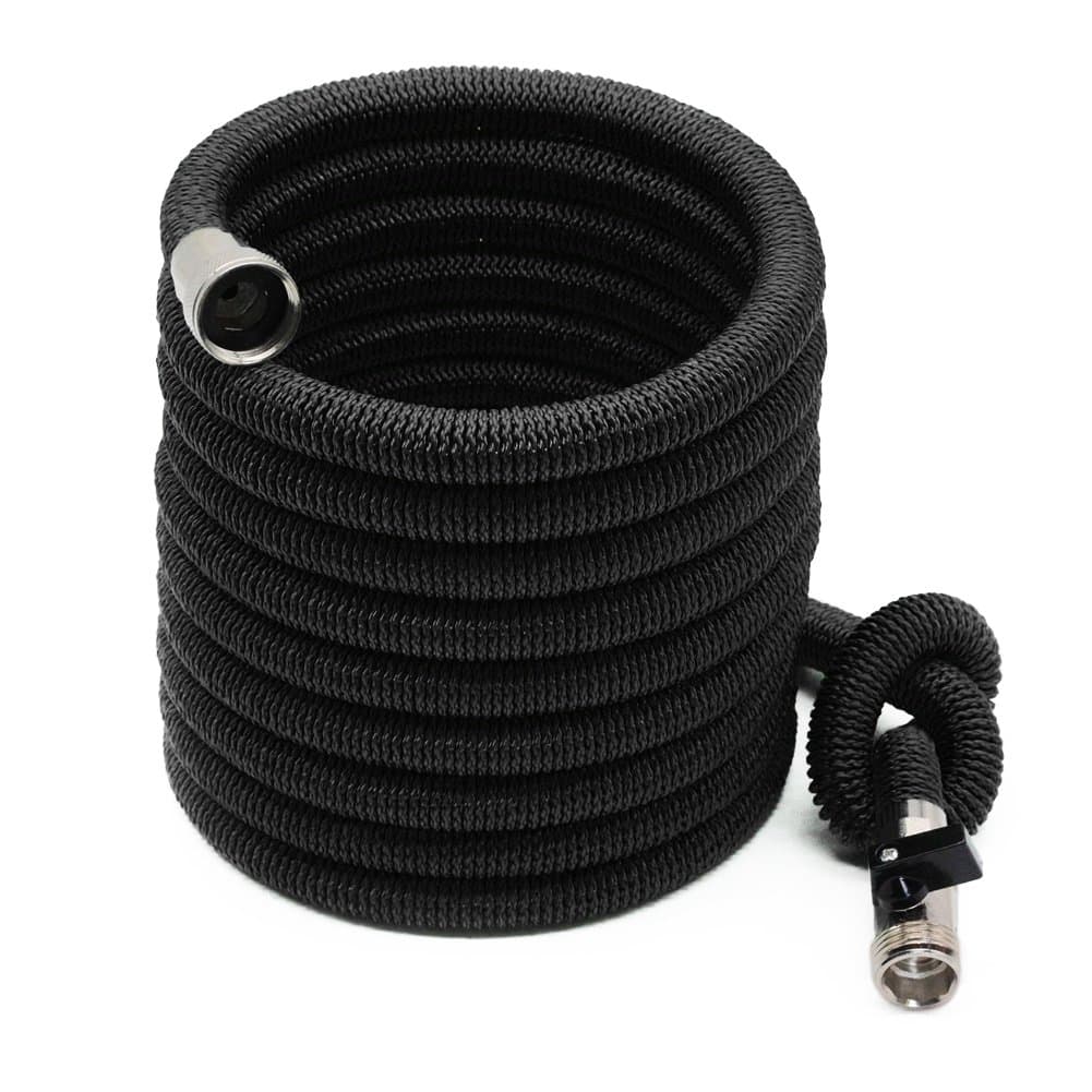 Prevent Corrosion Expandable Garden Hose - 50ft Black Contracting Expanding Hose Pro Nickel Plated Brass Fittings Heavy Duty Premium Collapsible Garden Water Hose
