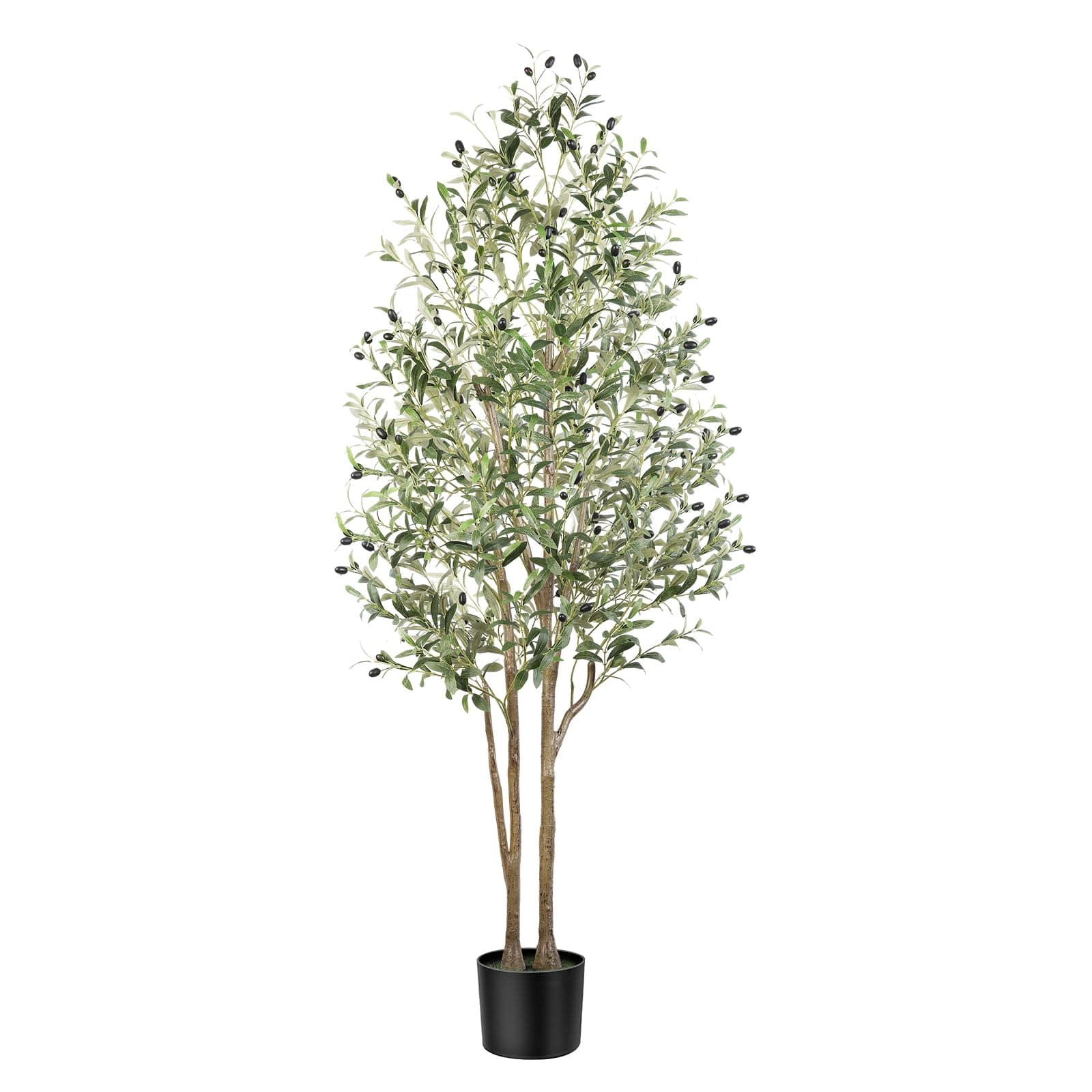 Alupssuc 4FT Artificial Plants Olive Tree with Elegant White Pot, Fake Plants for Indoor/Outdoor Use, Natural Wood Trunk & Faux Fruits - Modern Decor Plants for Home Office Living Room, 120cm