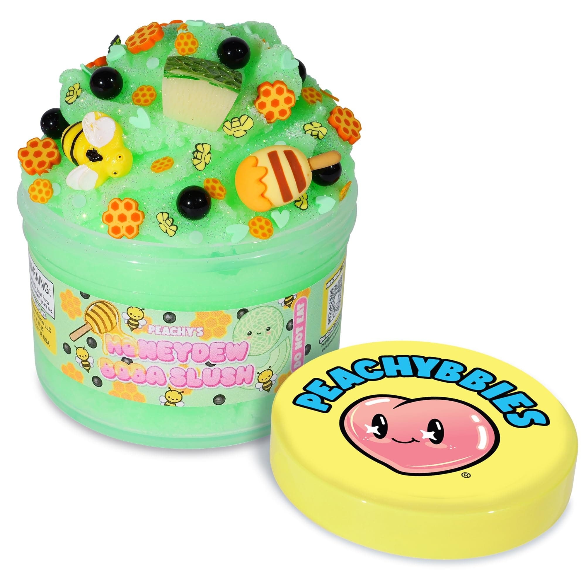 Peachybbies Honeydew Boba Slush Slime, Made in USA, Premium, 100% Authentic, 7oz ICEE, Scented for Kids, ASMR, Fidget Toy