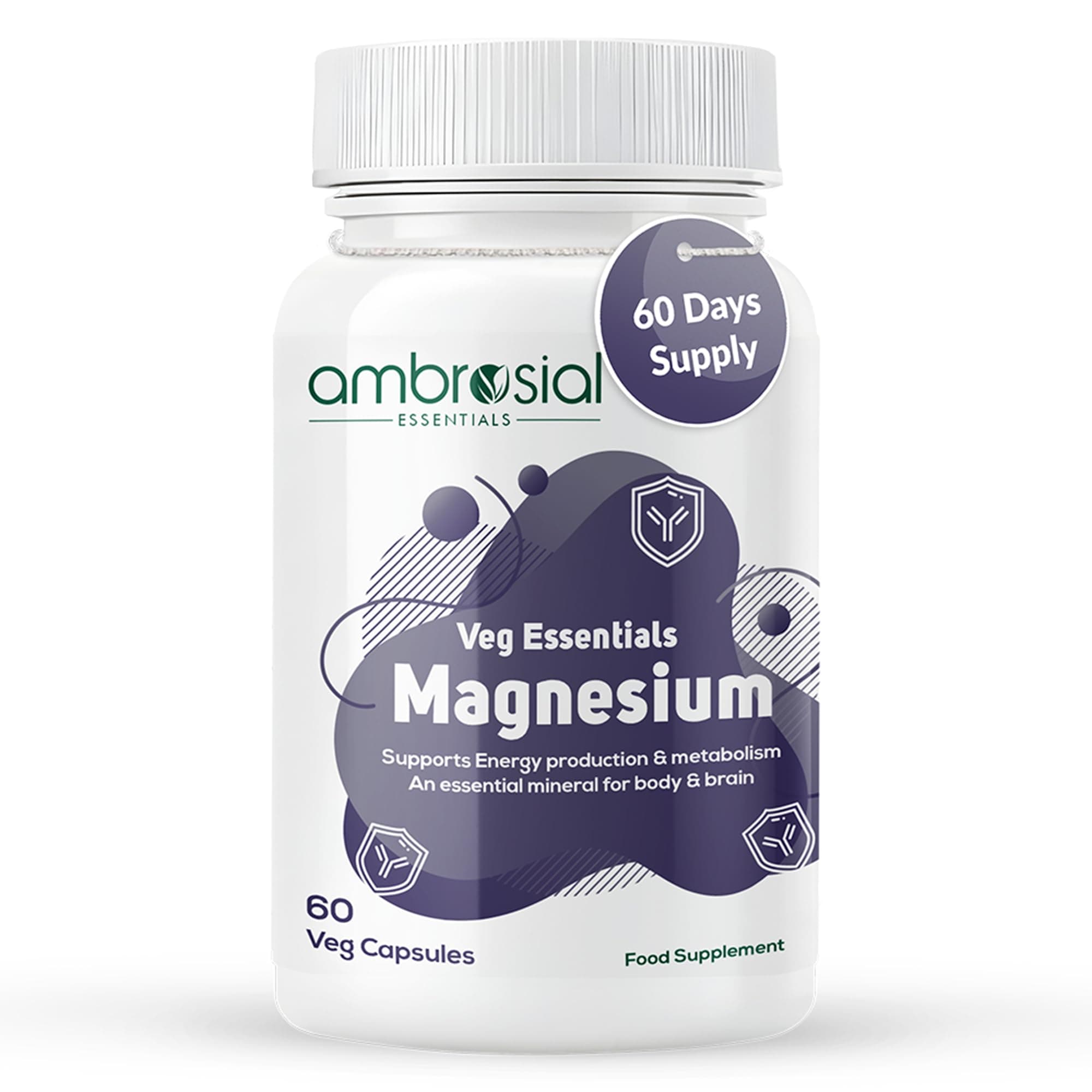 Ambrosial Magnesium Complex Food Supplement | Increases Muscle Functions | Reduces Tiredness | Boosts Energy Levels (pack of 1-60 Capsules)